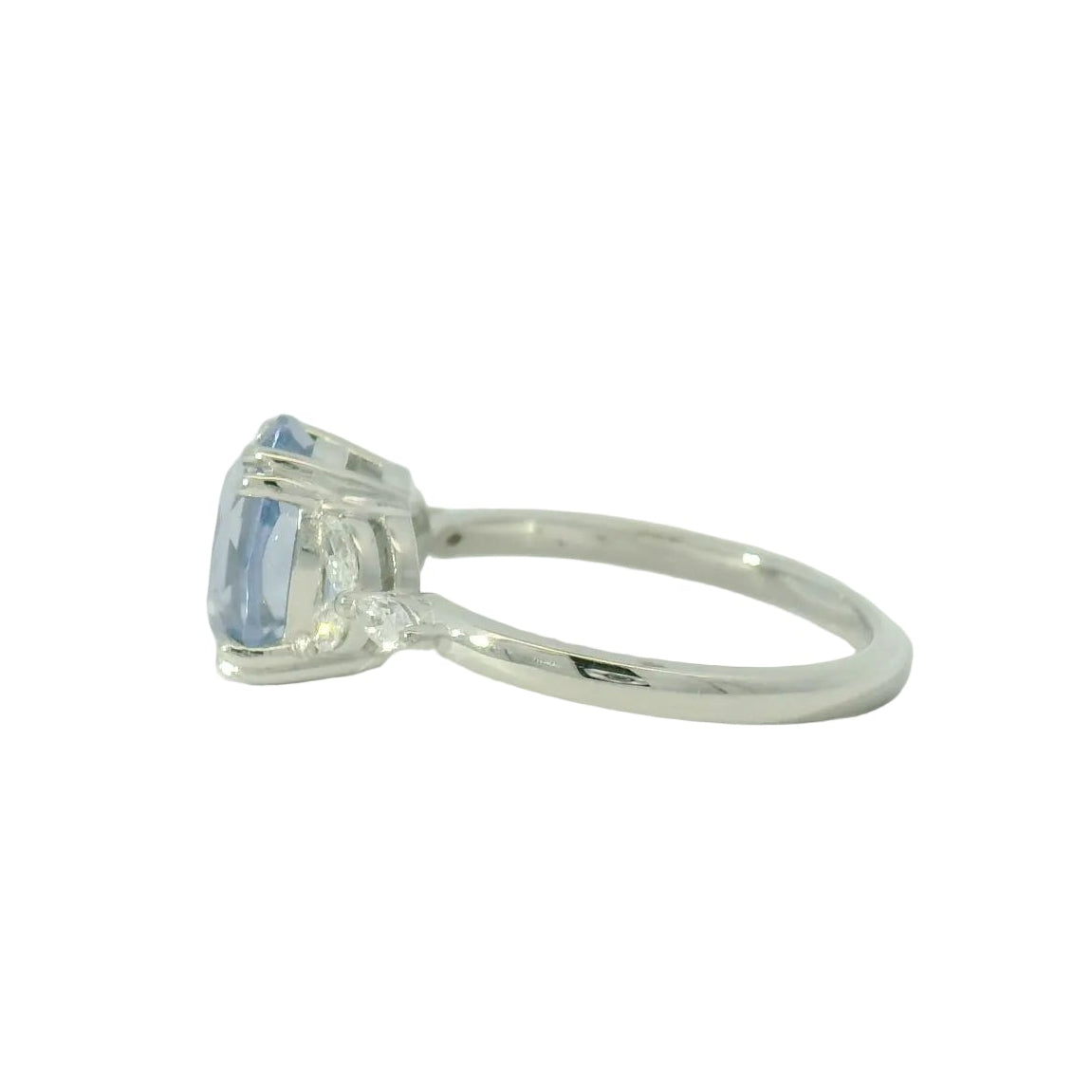 Platinum sapphire and diamond engagement ring