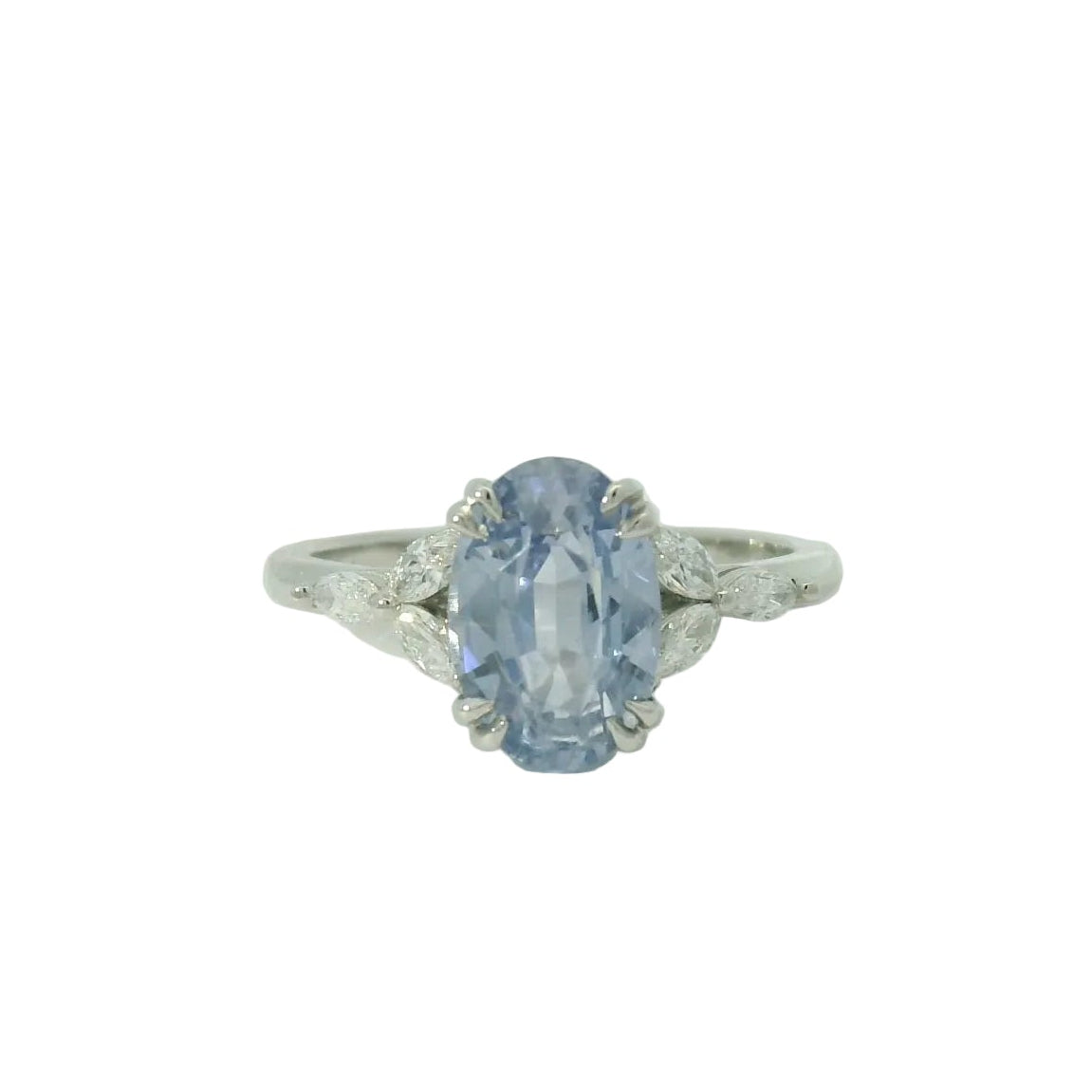 Platinum sapphire and diamond engagement ring