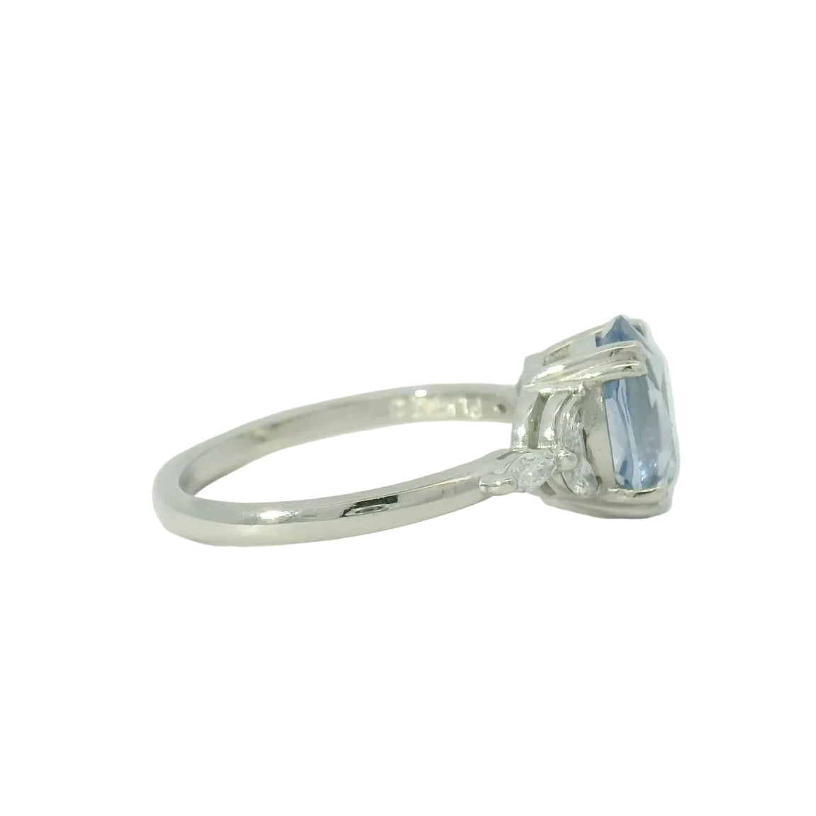 Platinum sapphire and diamond engagement ring