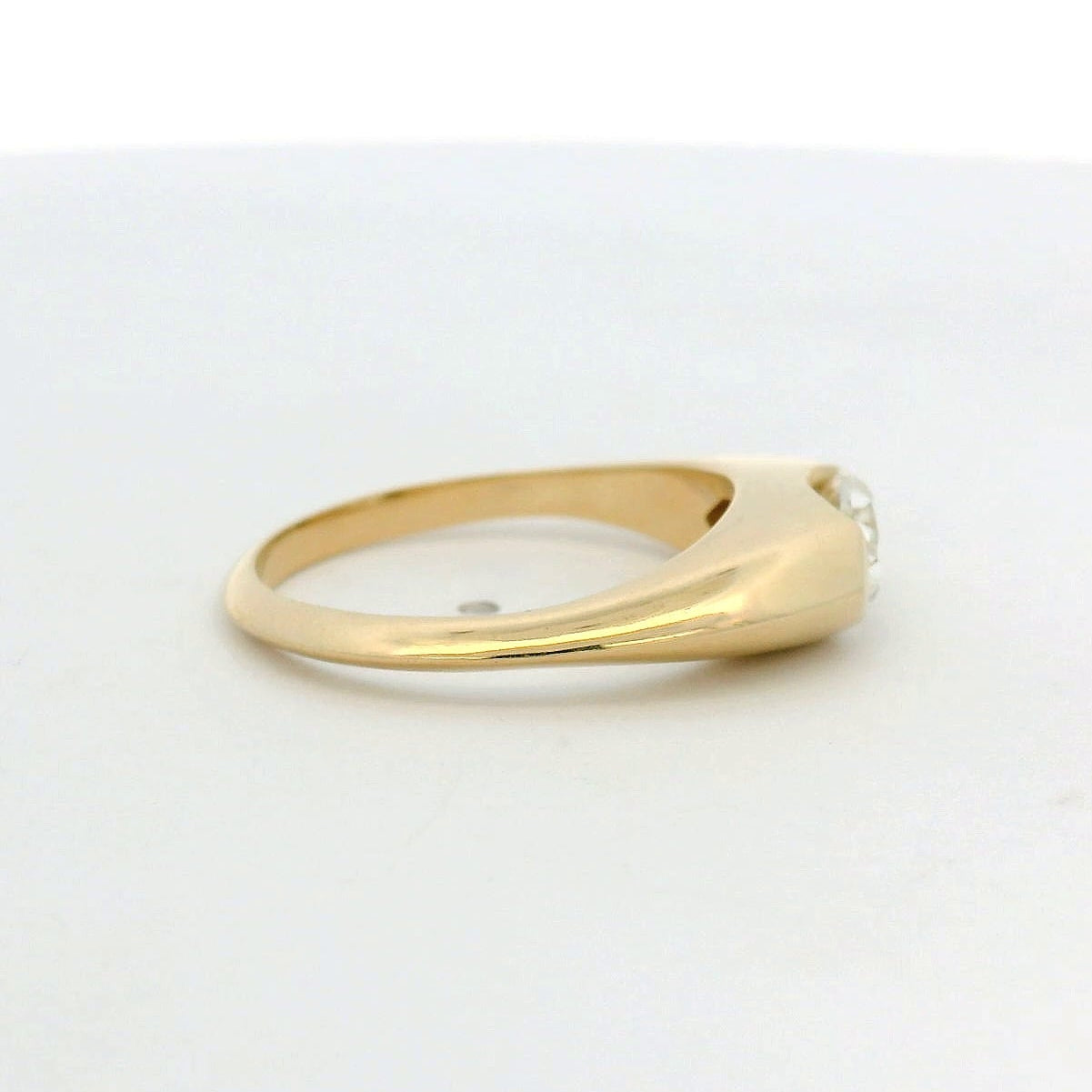 14KT yellow gold east-west half bezel set 1.02ct marquise diamond ring