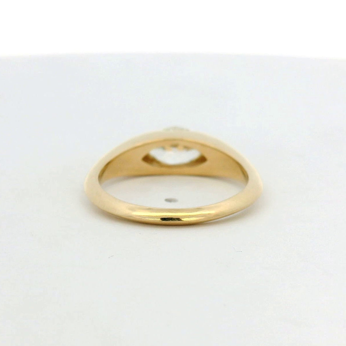 14KT yellow gold east-west half bezel set 1.02ct marquise diamond ring
