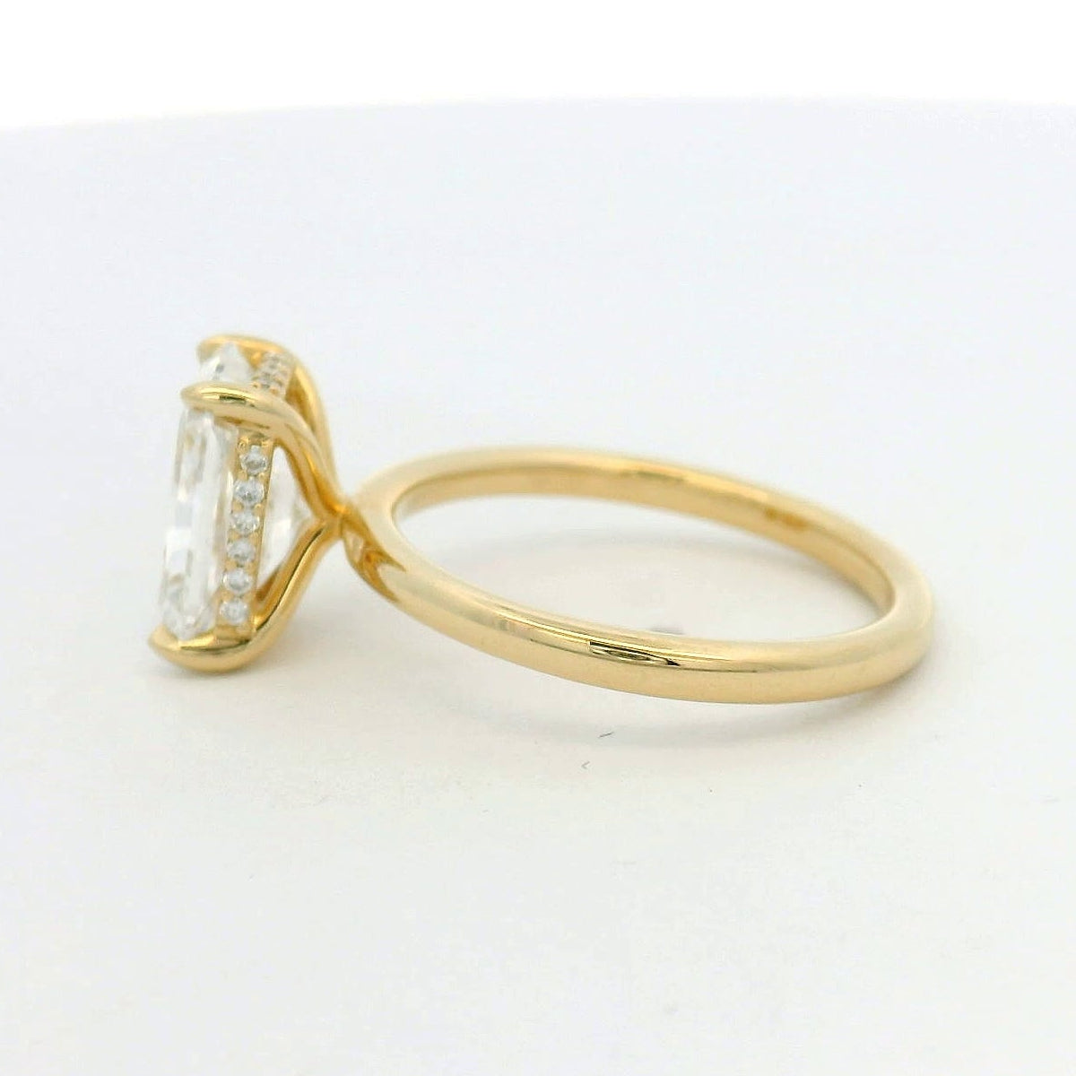 14KT Yellow Gold Hidden Halo 2.58ct Radiant LG Diamond Solitaire Engagement Ring