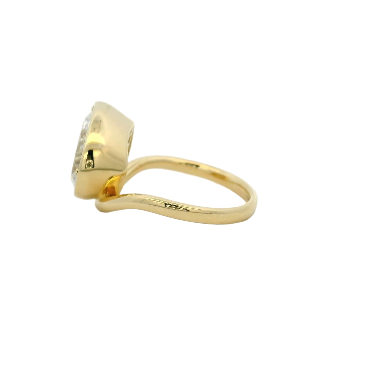 14KT yellow gold curved bezel set 2ct pear lab-grown diamond engagement ring