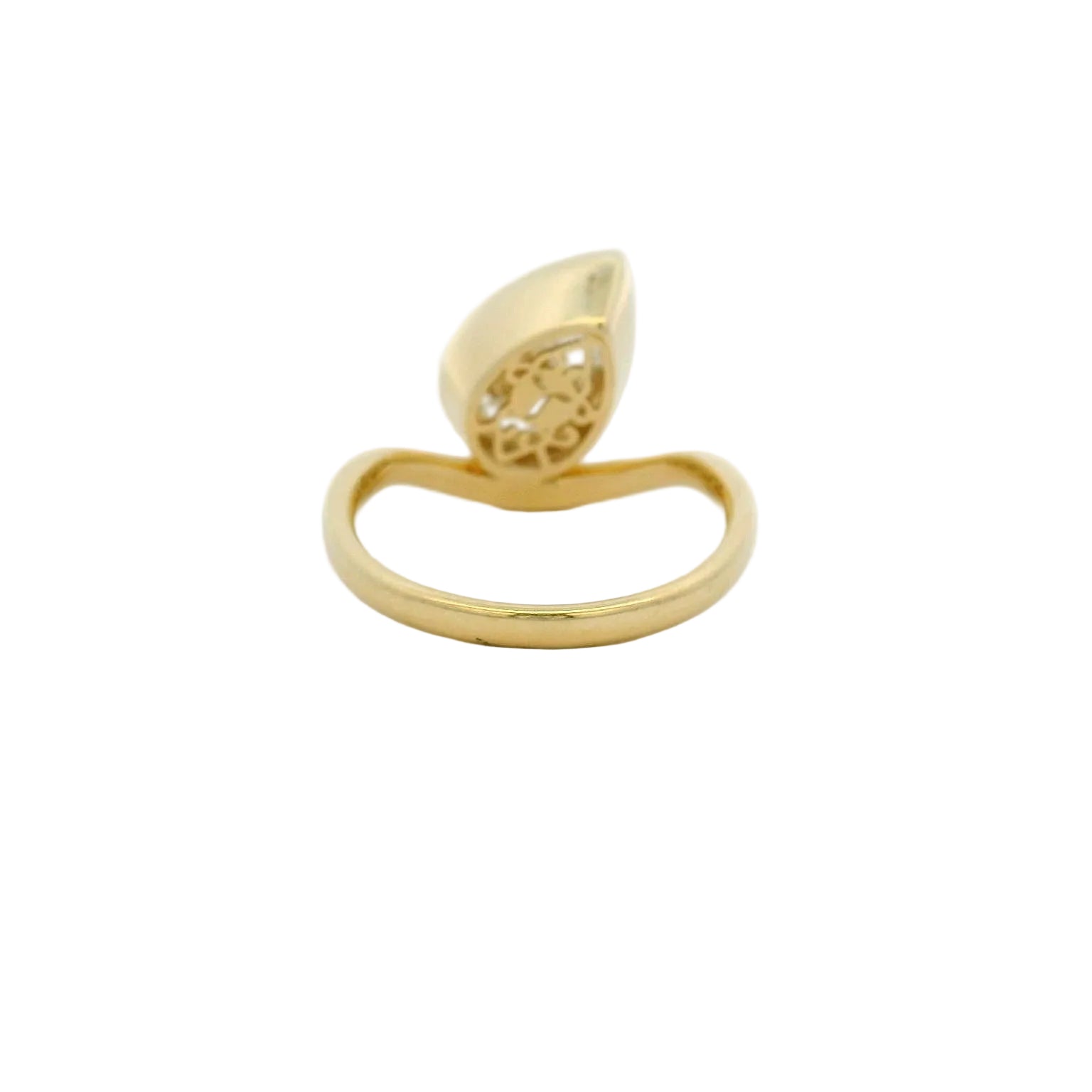 14KT yellow gold curved bezel set 2ct pear lab-grown diamond engagement ring