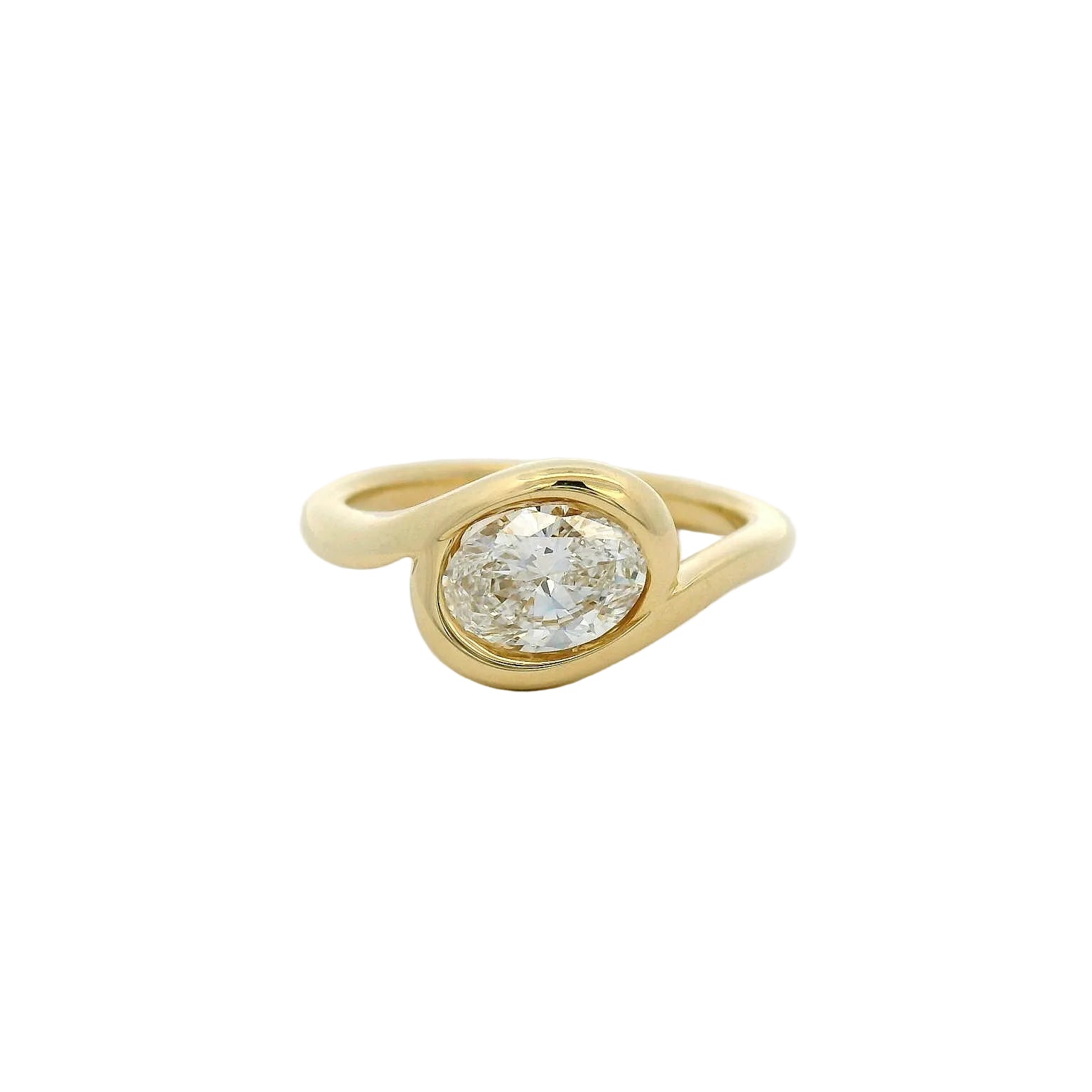 14KT yellow gold bypass design 1ct round LG diamond engagement ring