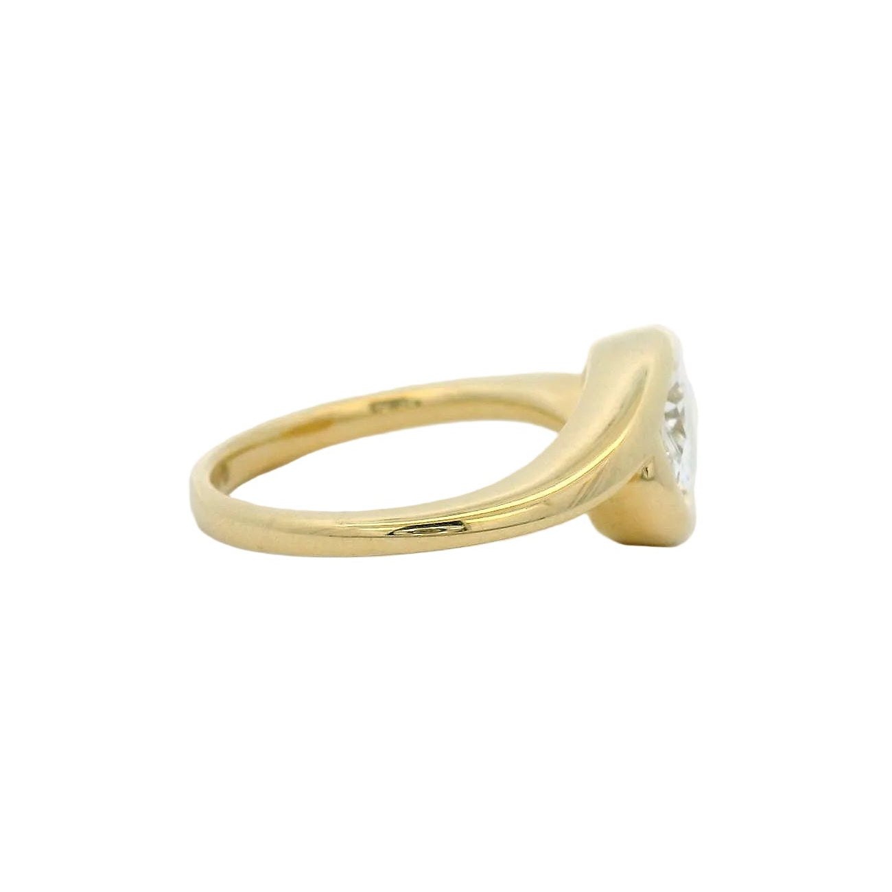 14KT yellow gold bypass design 1ct round LG diamond engagement ring