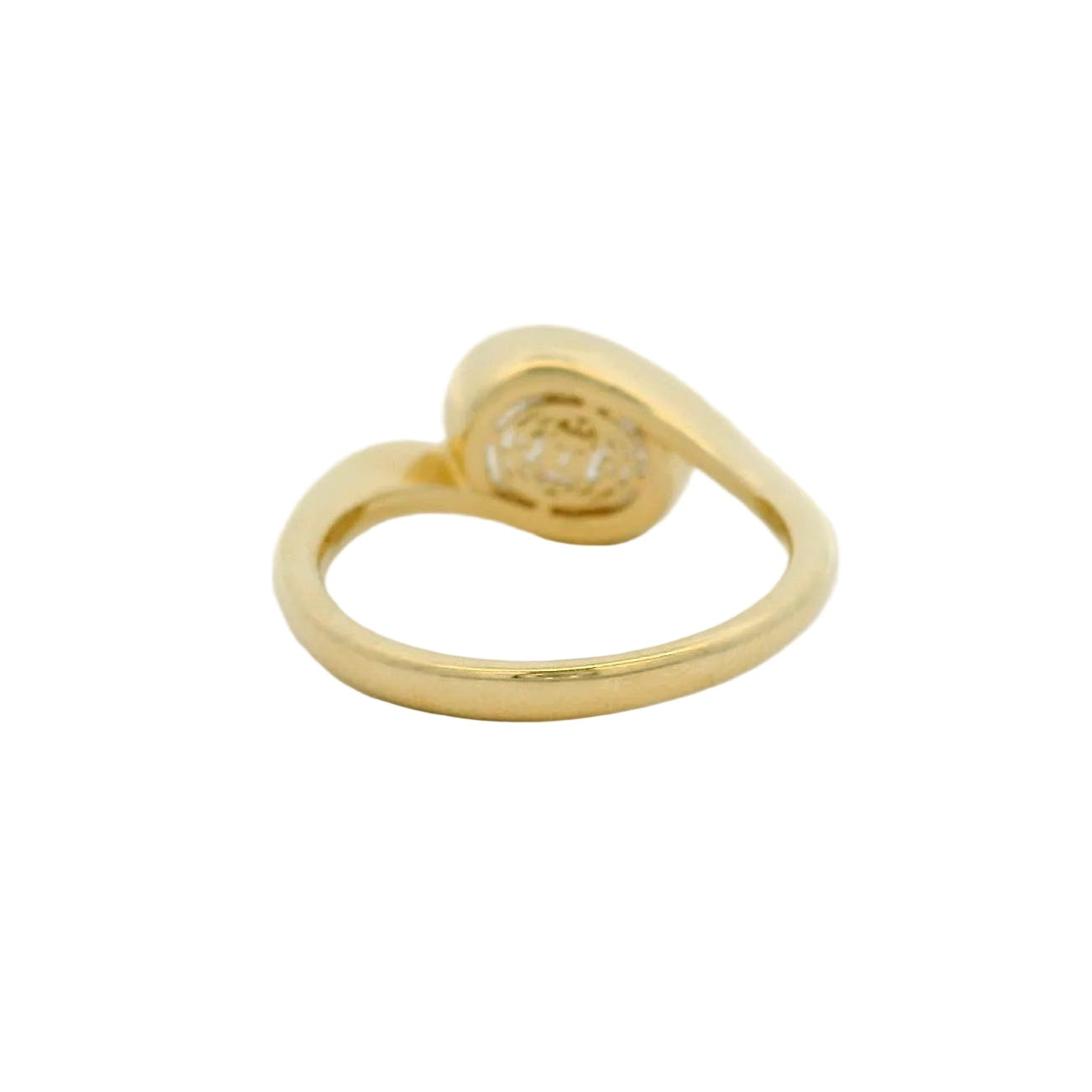 14KT yellow gold bypass design 1ct round LG diamond engagement ring