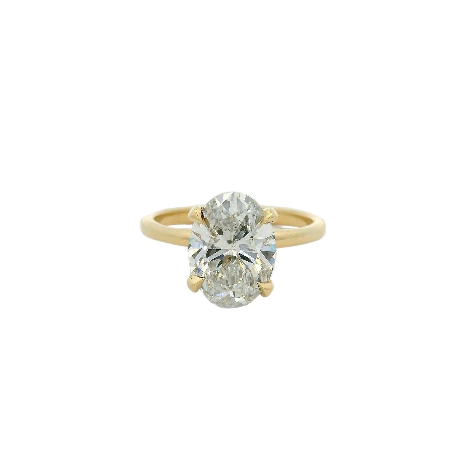 14KT yellow gold 3ct oval LG diamond solitaire engagement ring