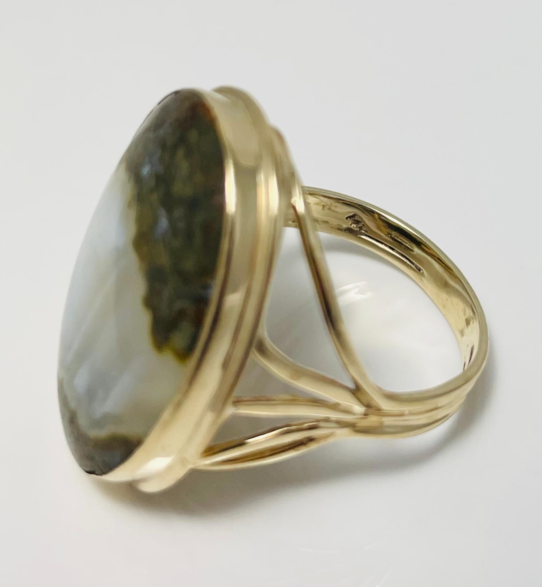 Vintage 14k Agate Ring