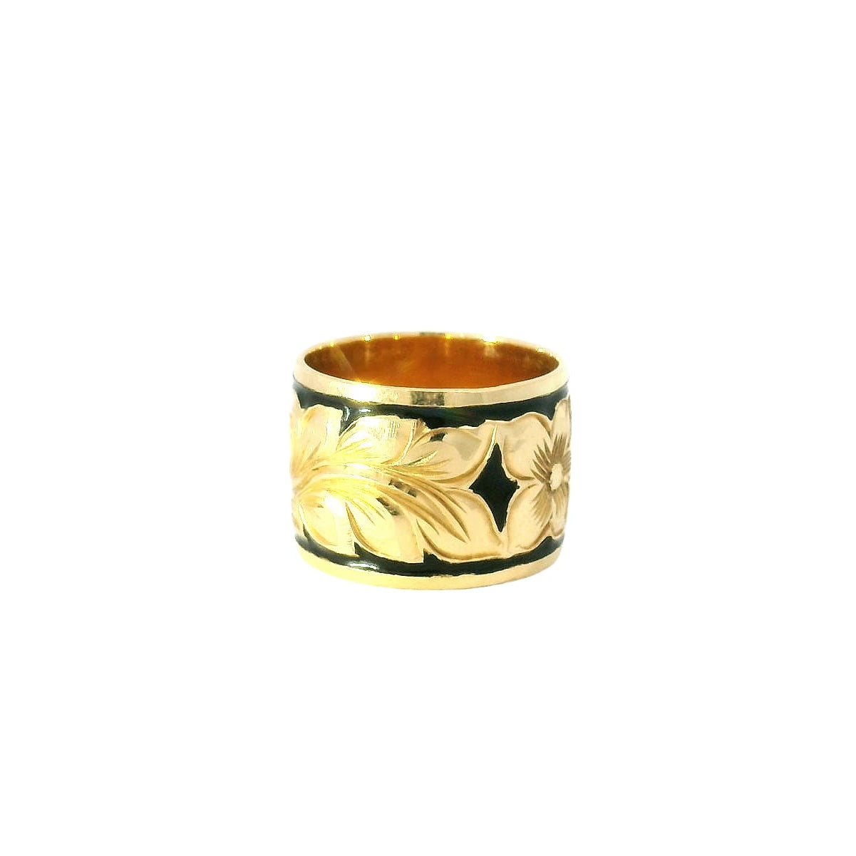 Vintage 14k Enamel Engraved Fashion Band