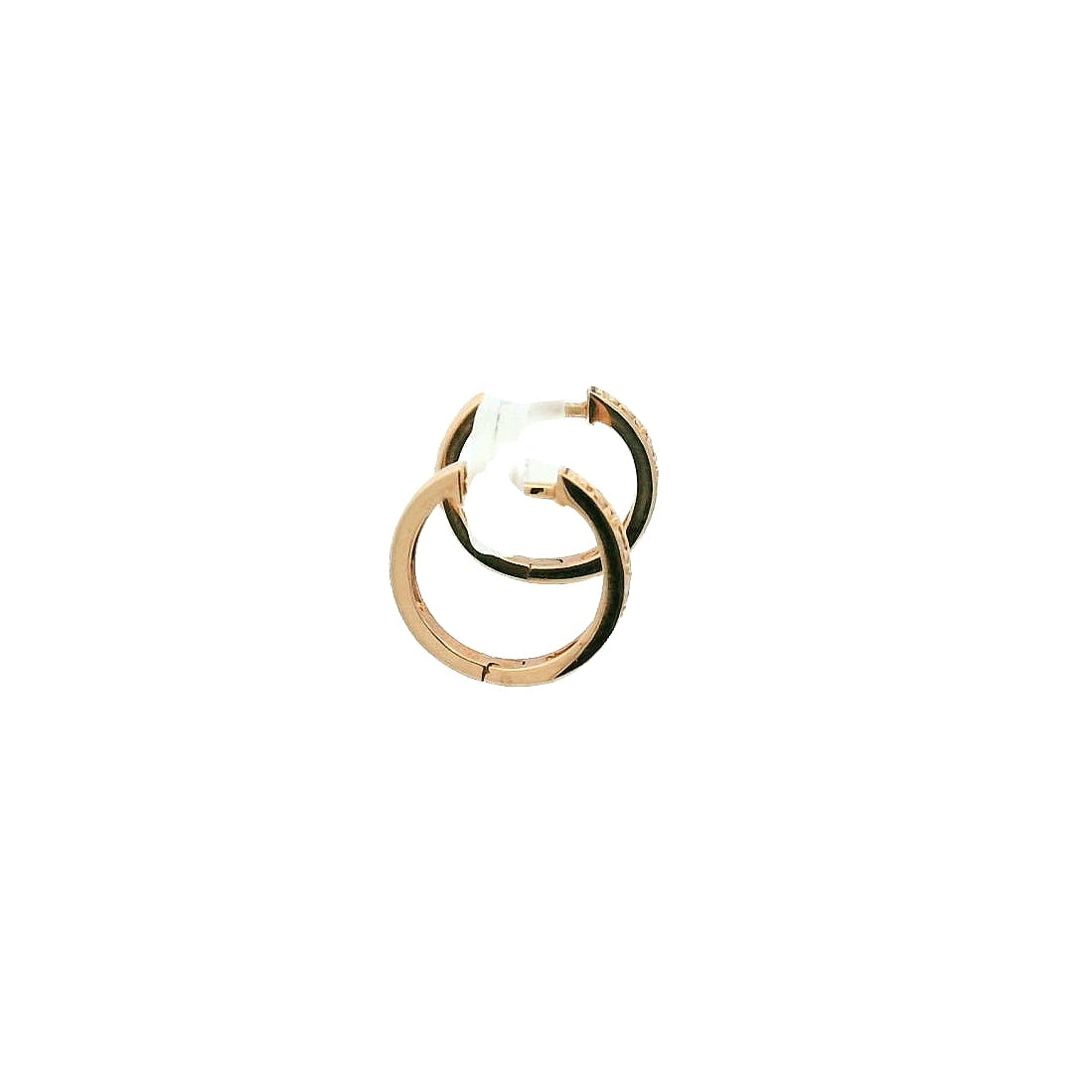14K Rose Gold Diamond Huggie Earrings