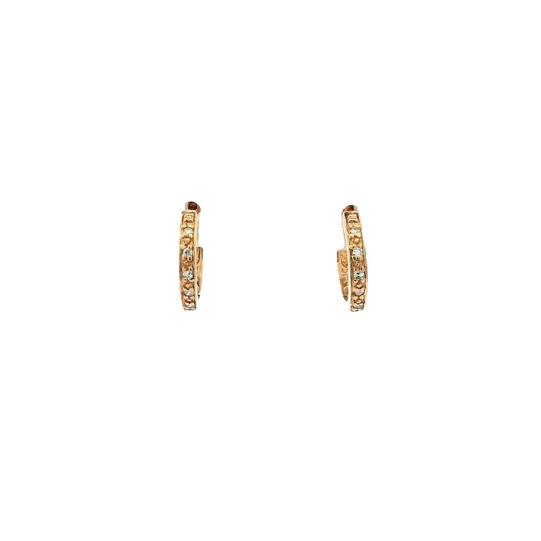 14K Rose Gold Diamond Huggie Earrings