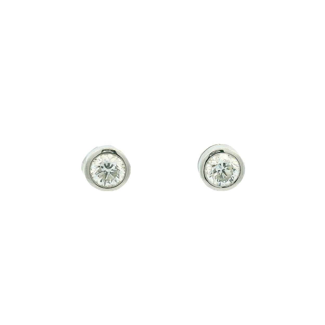 14KWG Bezel Set Diamond Stud Earrings