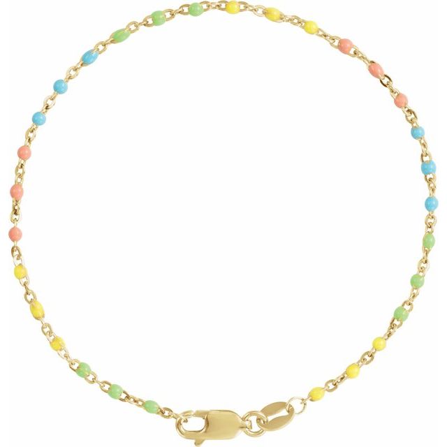 14K Yellow Gold-Filled Enamel Bead Chain