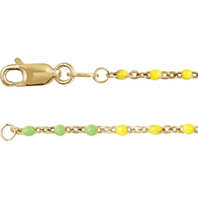 14K Yellow Gold-Filled Enamel Bead Chain