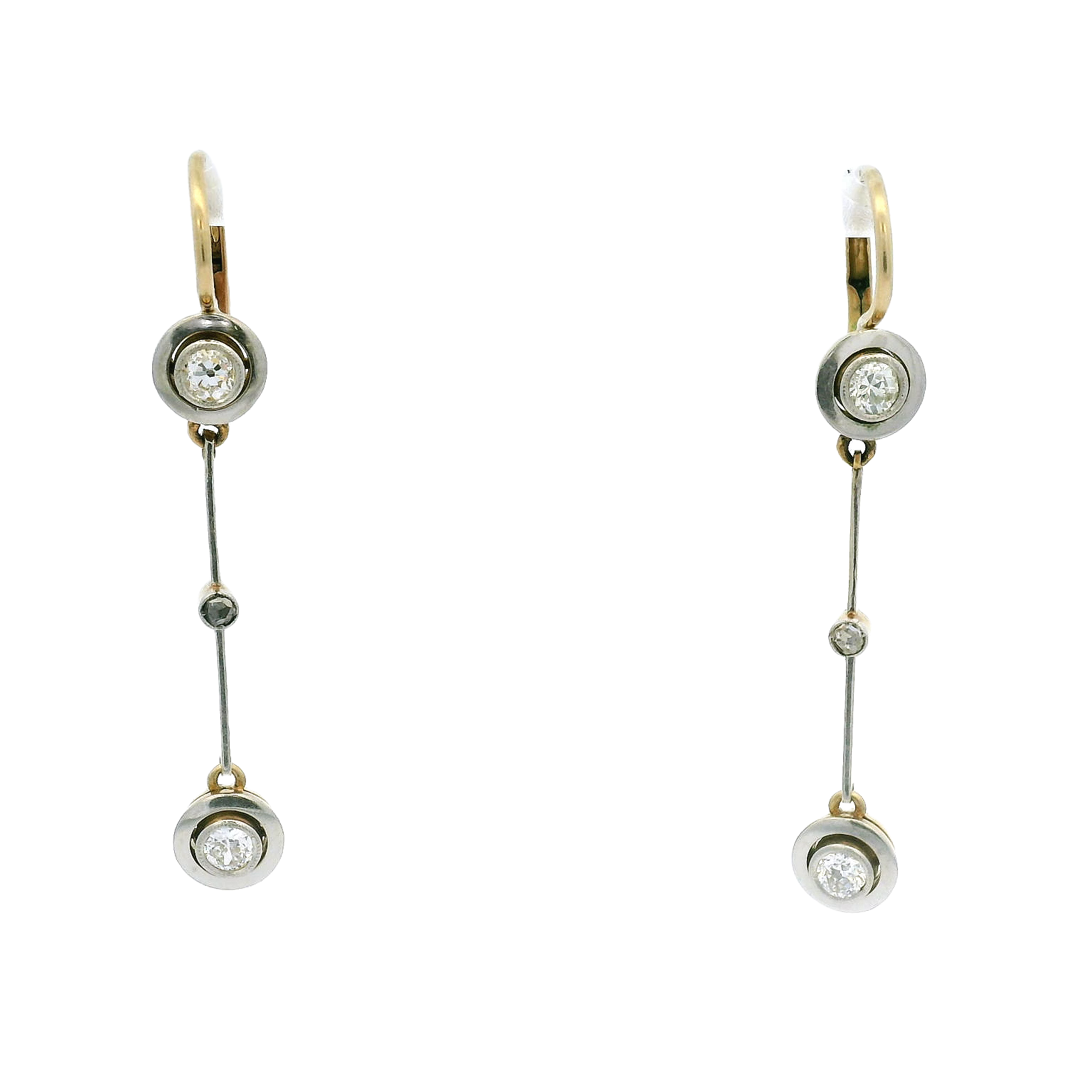 18k Gold and Platinum Vintage Diamond Earrings