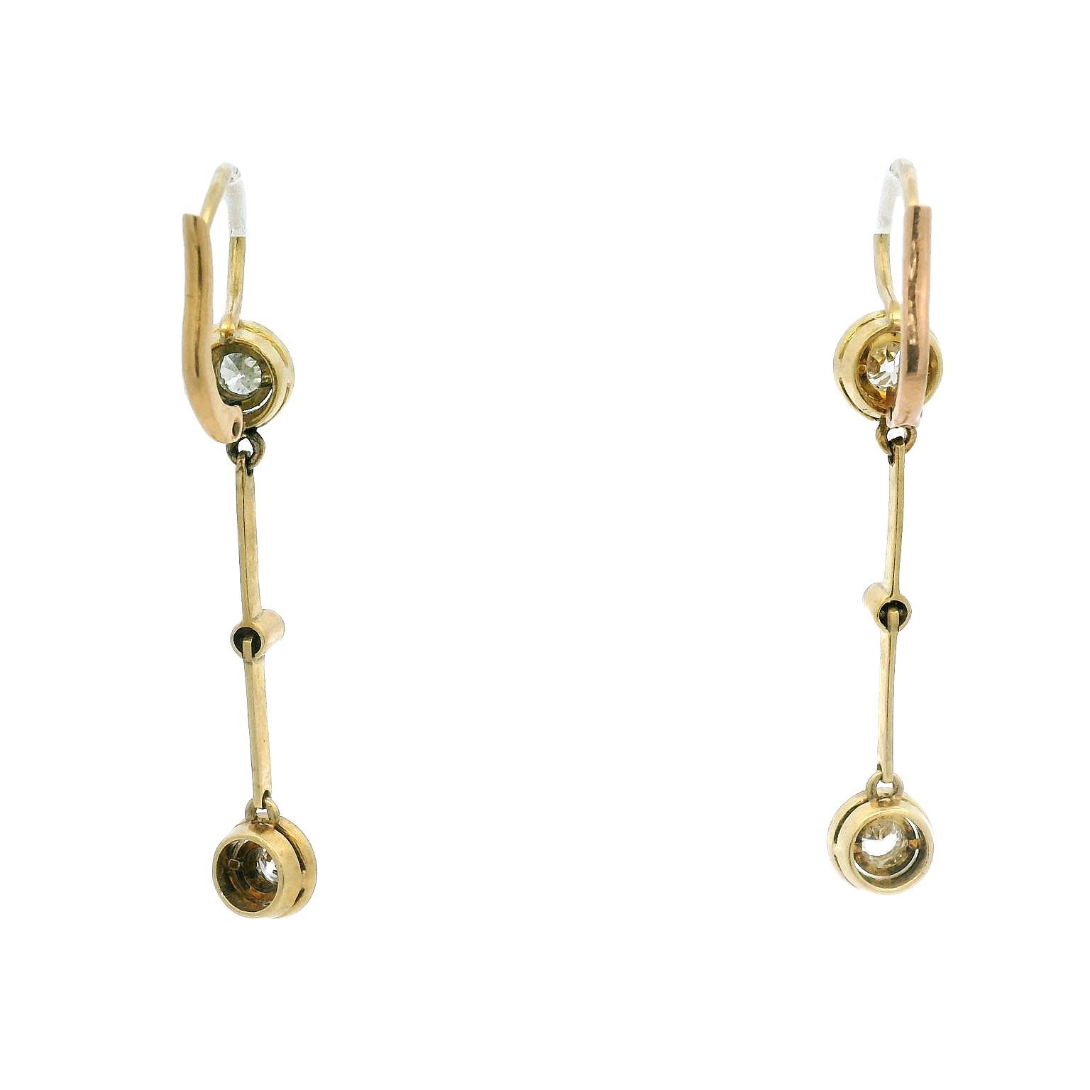 18k Gold and Platinum Vintage Diamond Earrings