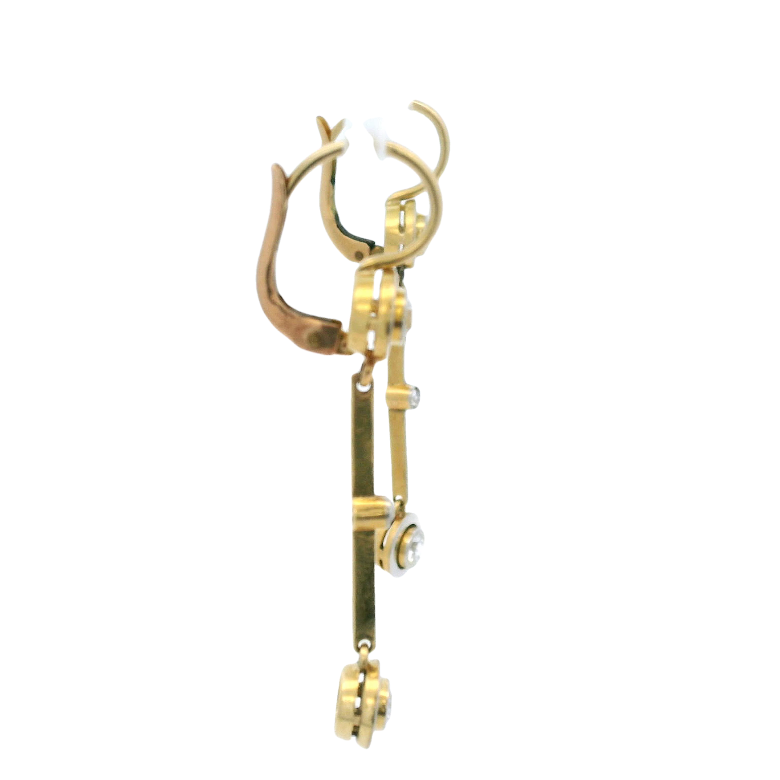 18k Gold and Platinum Vintage Diamond Earrings