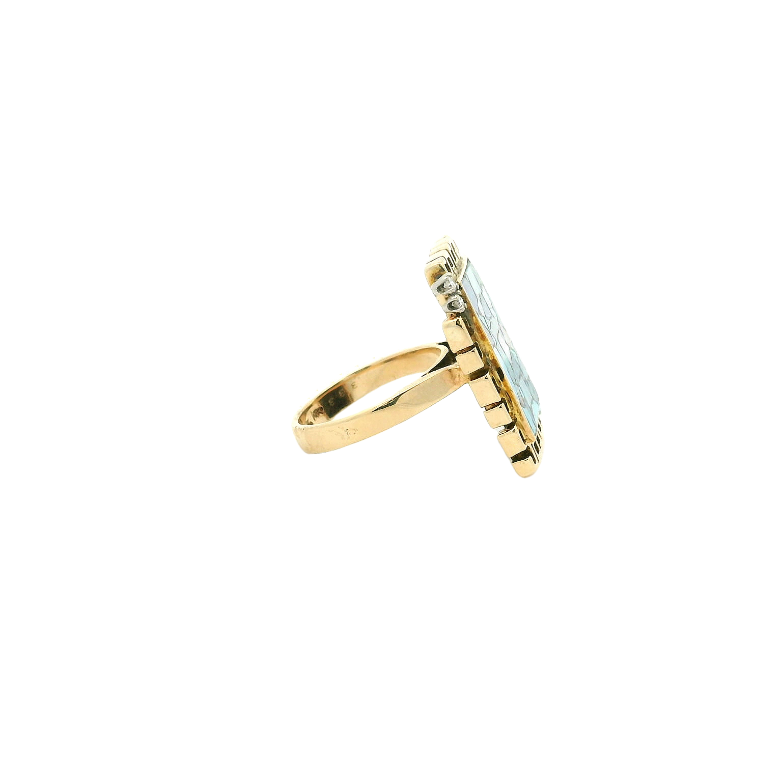 Vintage 14k Diamond and Opal Mosaic Ring