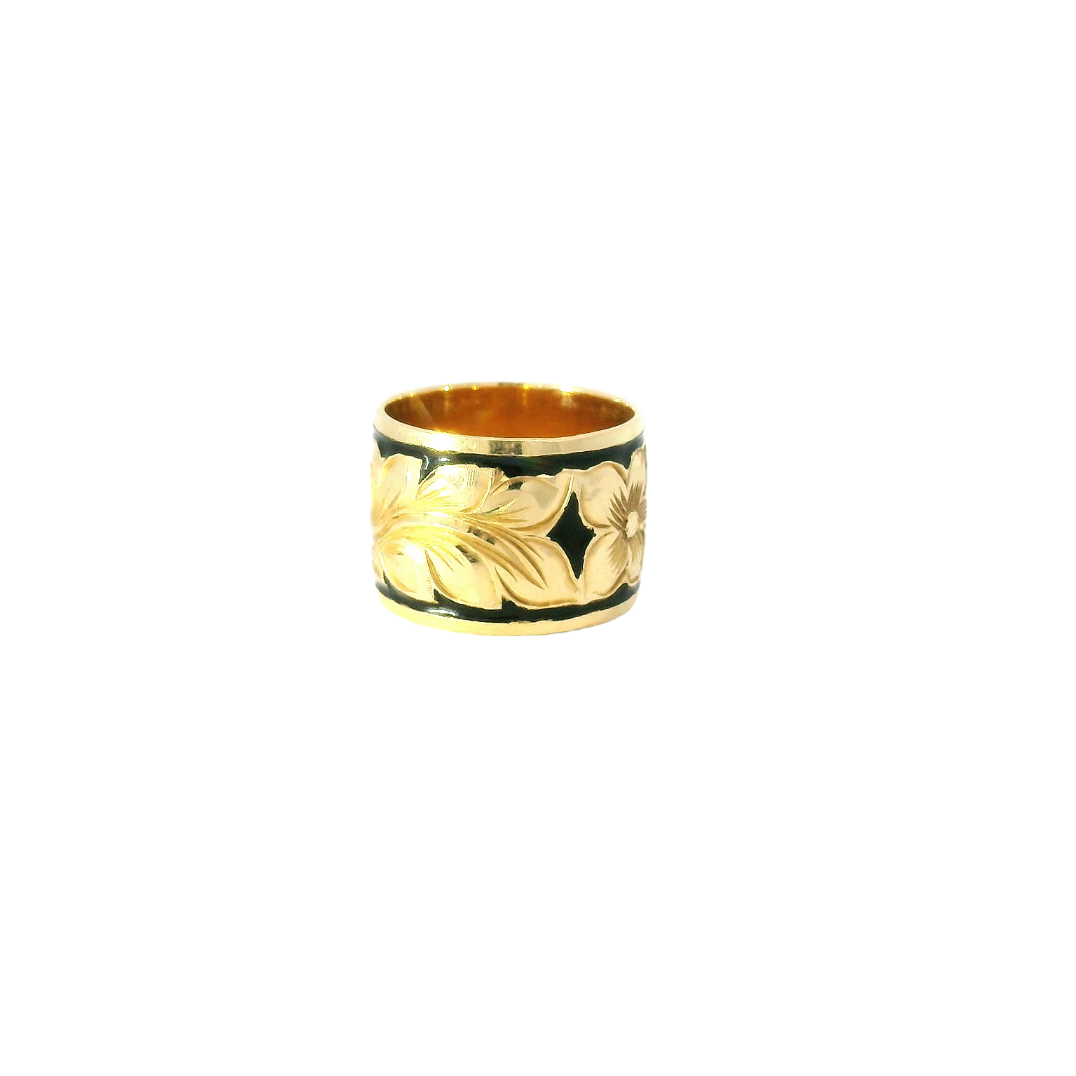 Vintage 14k Enamel Engraved Fashion Band