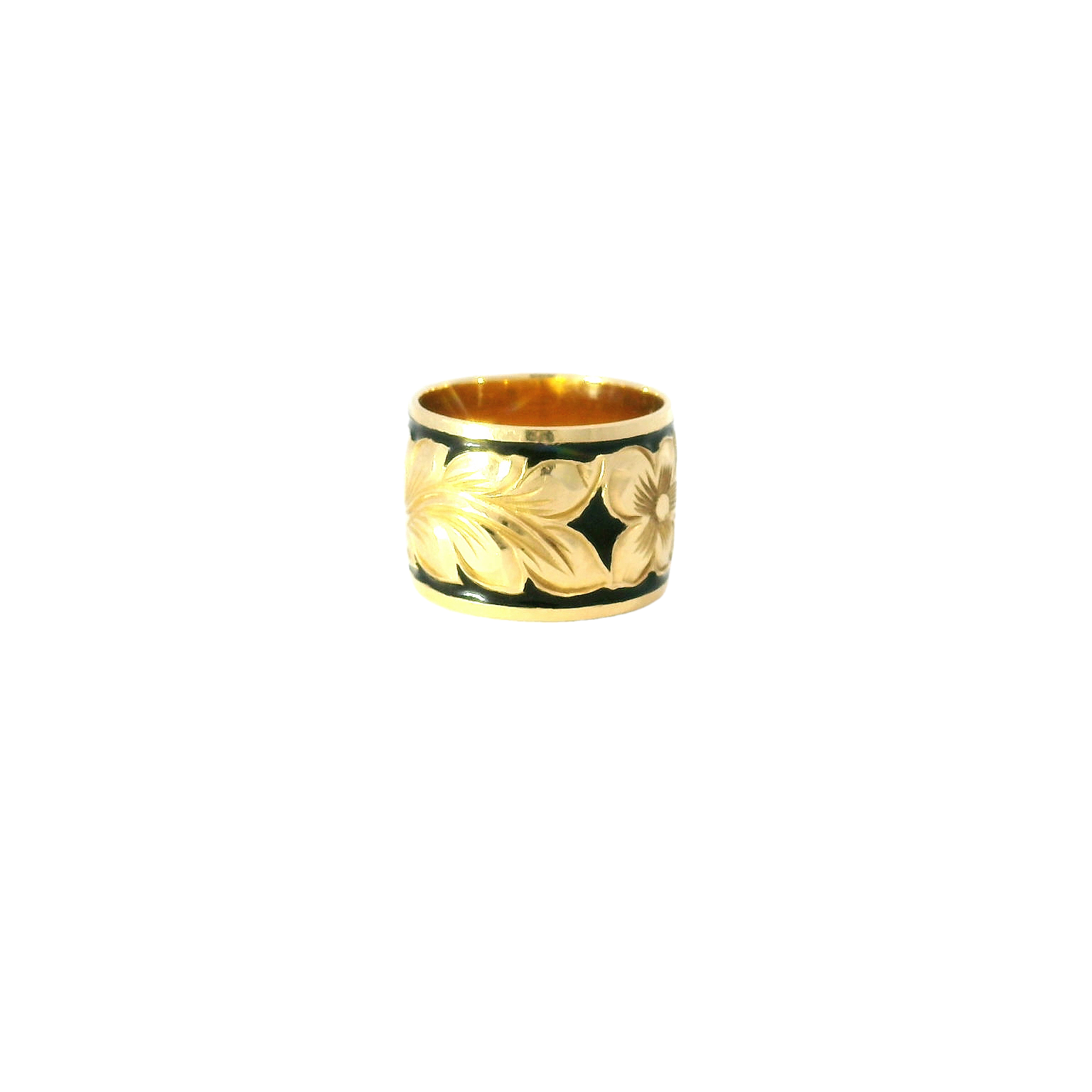 Vintage 14k Enamel Engraved Fashion Band
