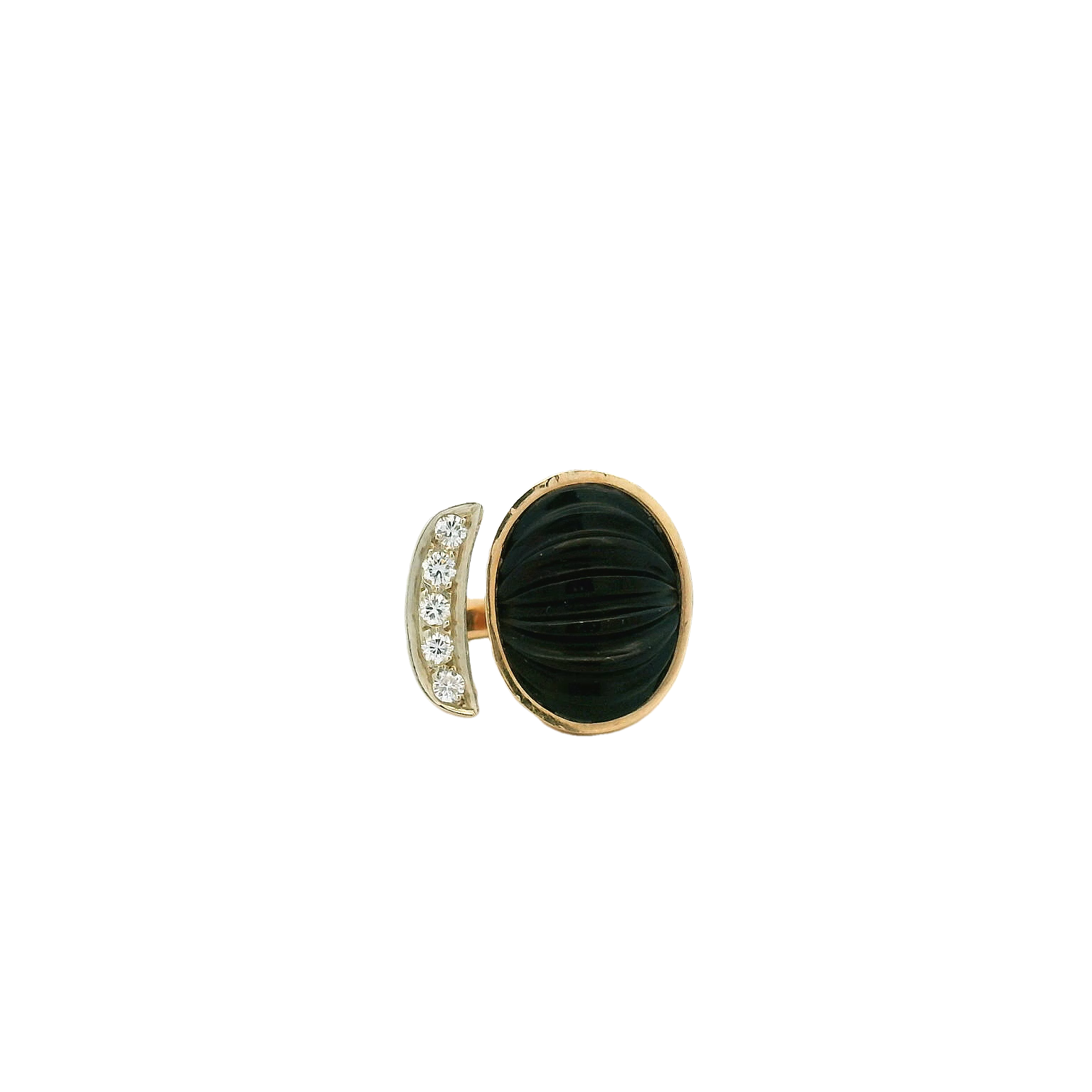 Vintage 14KYG Onyx and Diamond Ring