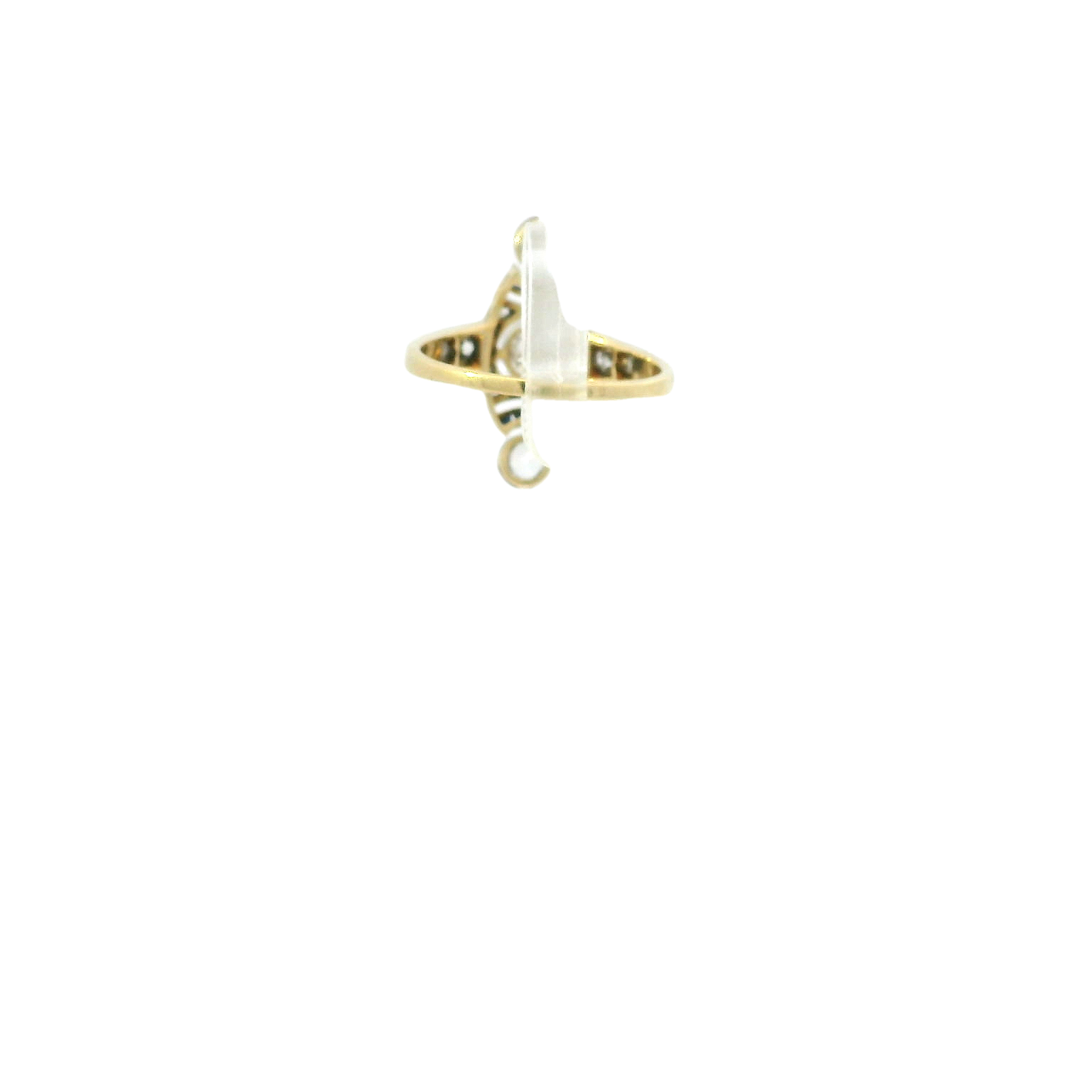 Vintage 18K Two Tone Diamond & Sapphire Ring