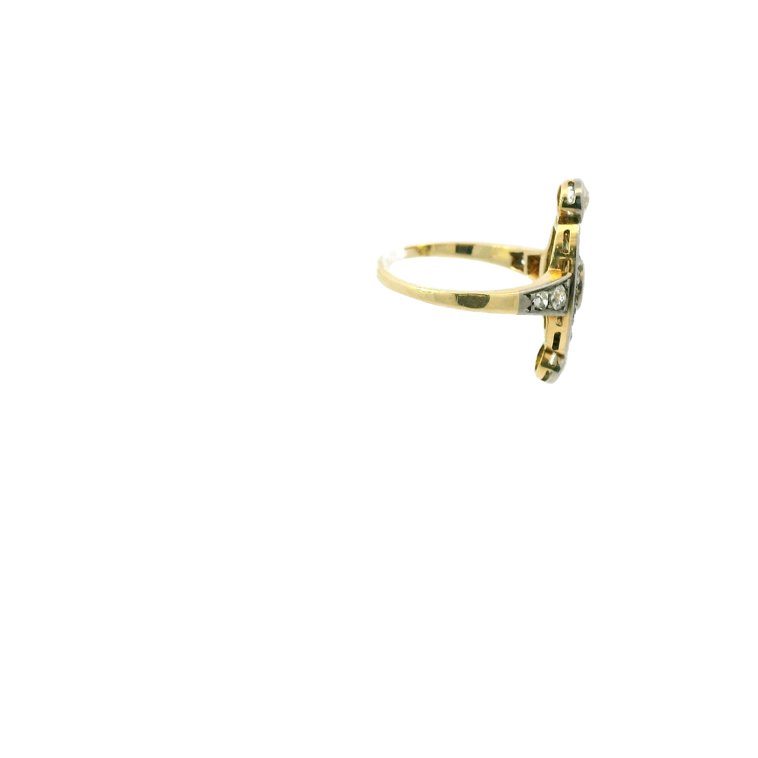 Vintage 18K Two Tone Diamond & Sapphire Ring