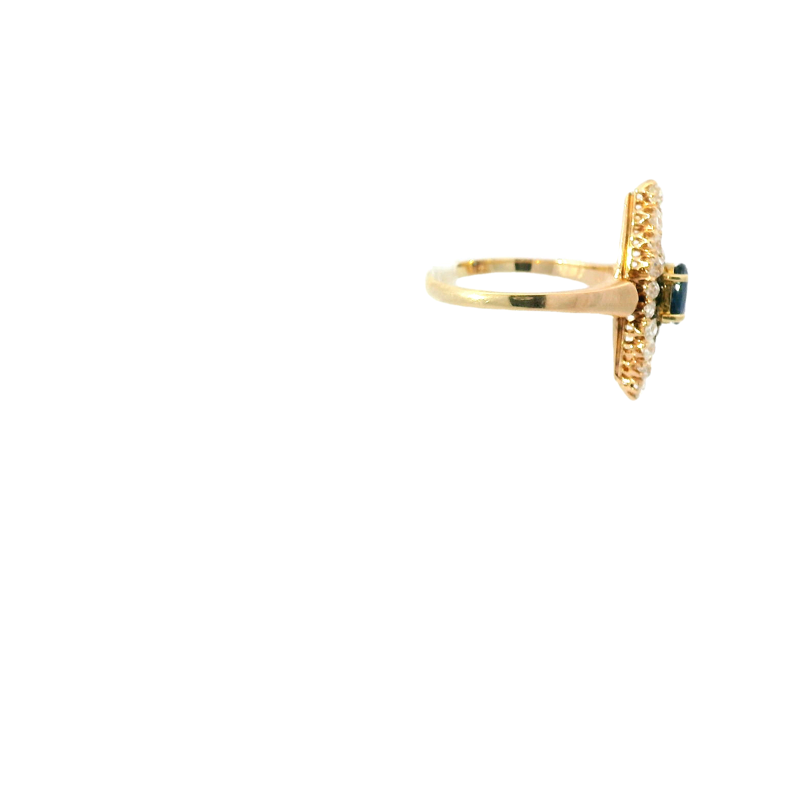 Vintage 18KRG Navette Sapphire and Diamond Ring