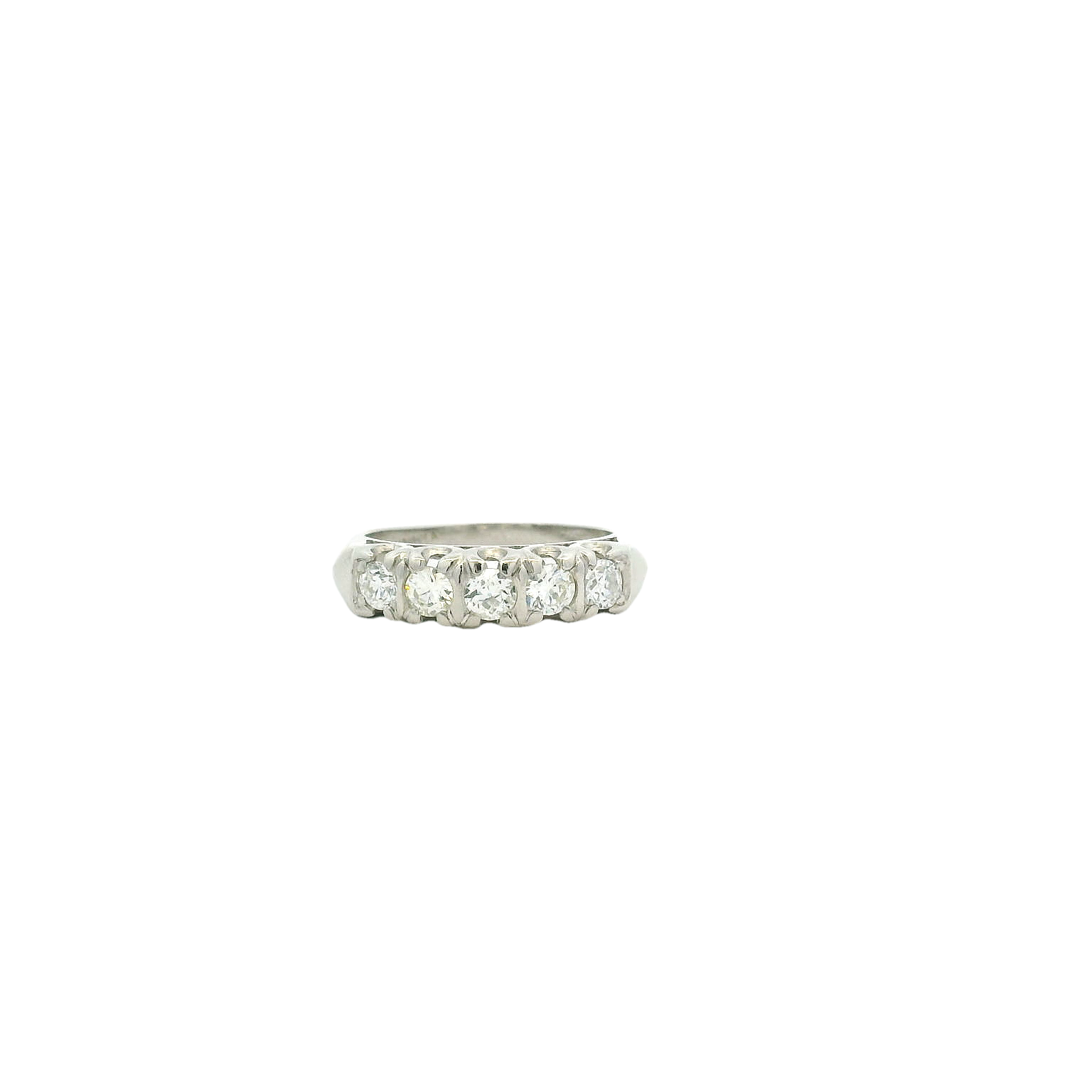 Vintage Platinum Prong Set Wedding Band