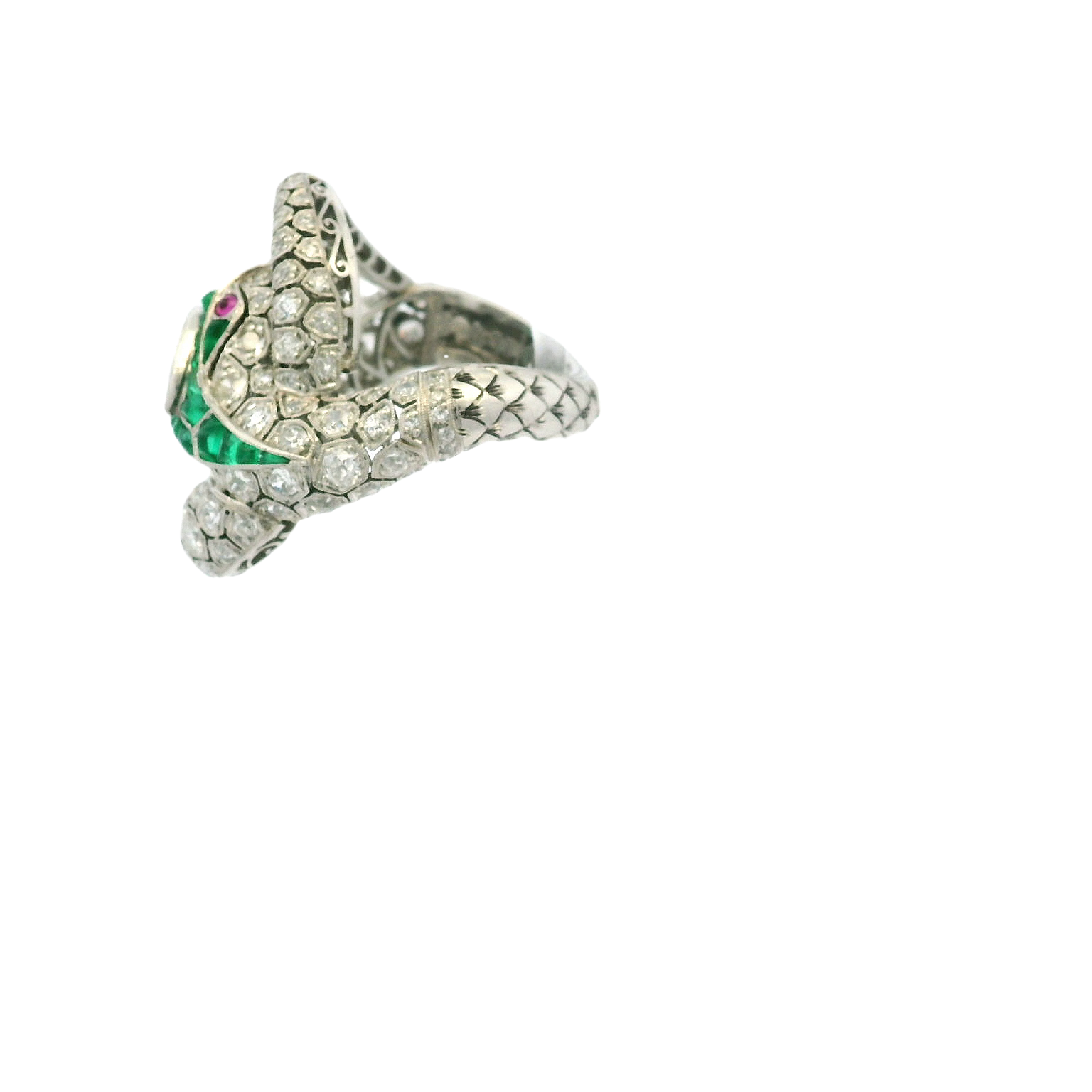 Vintage Platinum Free Form Snake Ring