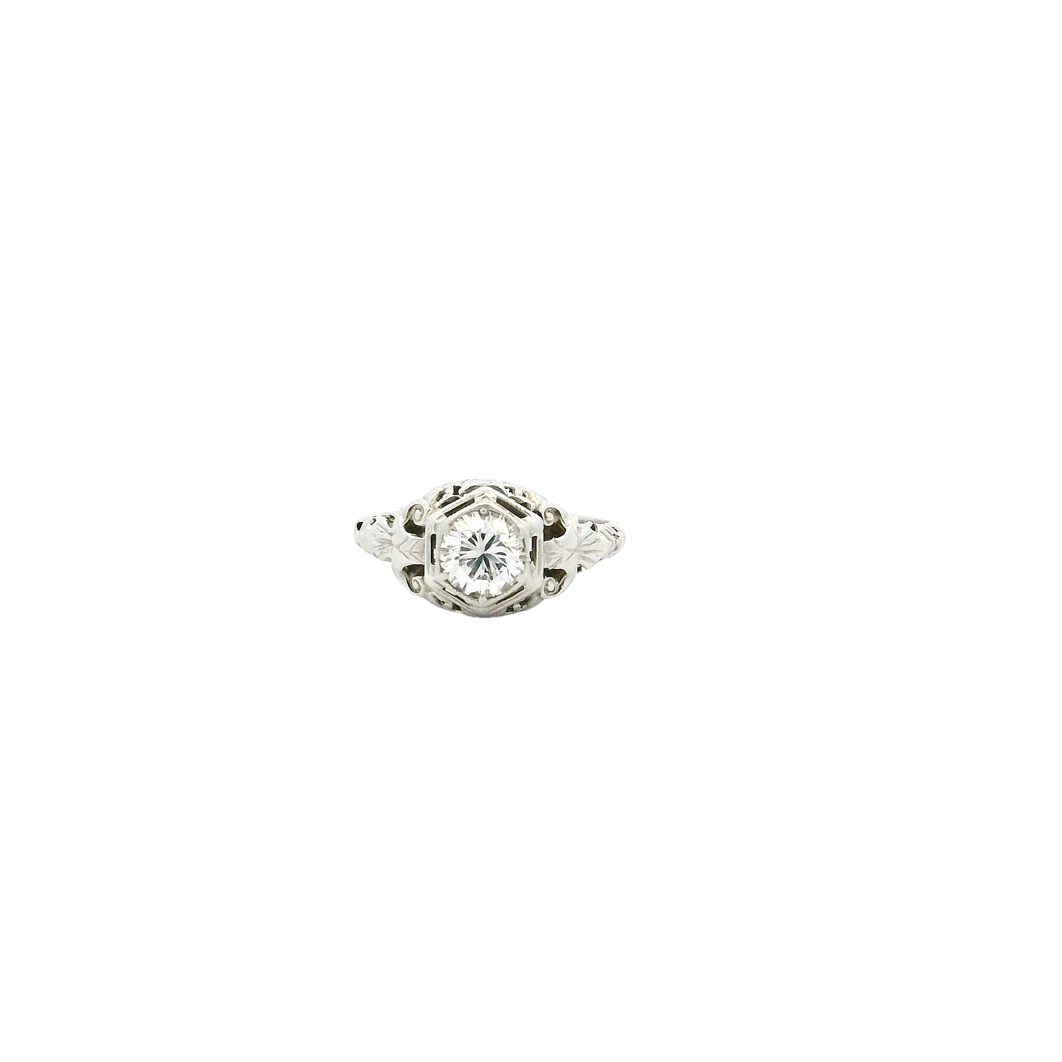 Vintage 18KWG Engagement Ring