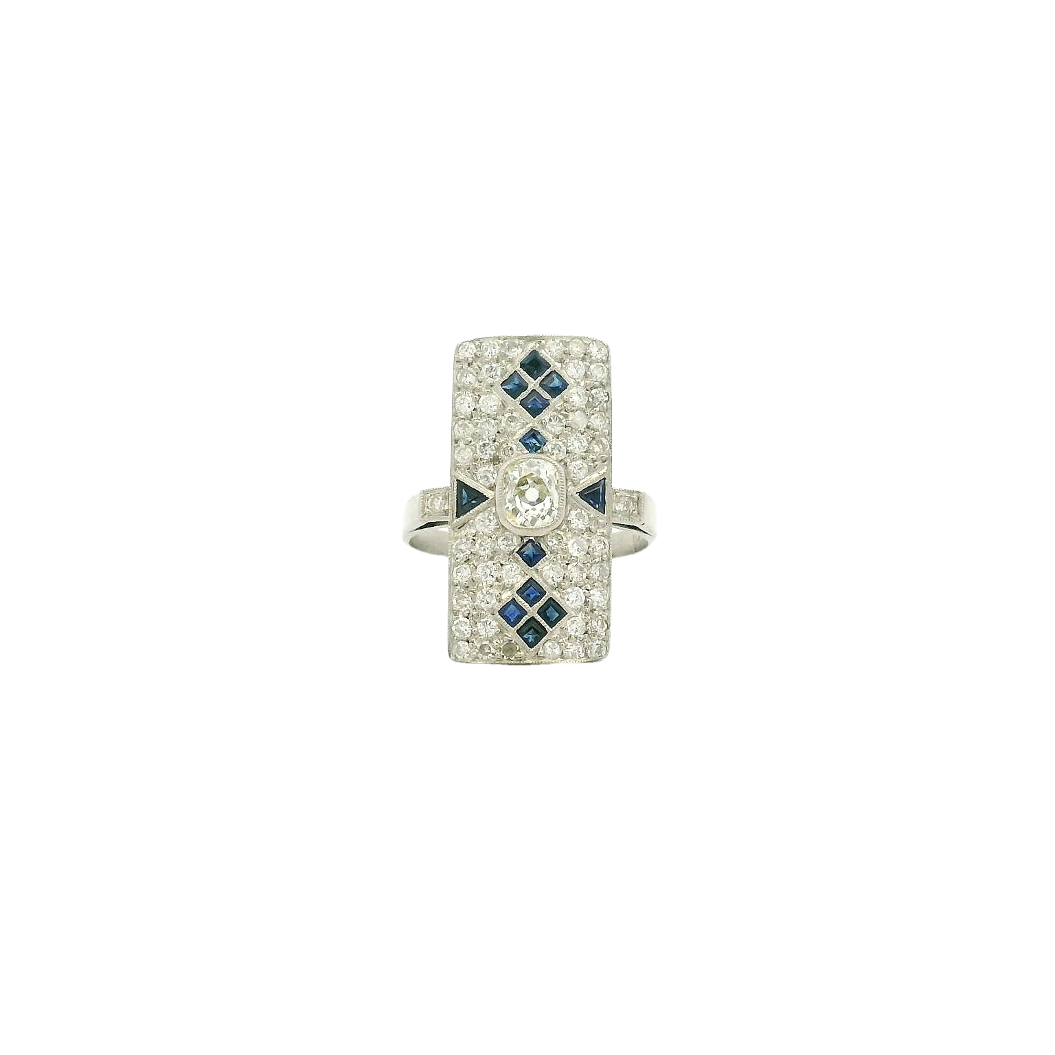 Vintage Platinum Diamond & Sapphire Fashion Ring