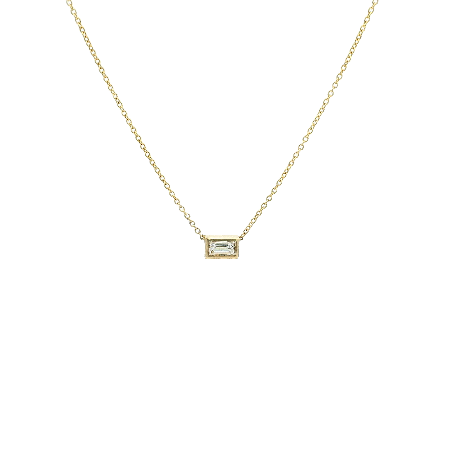 14KYG Baguette Solitaire Necklace