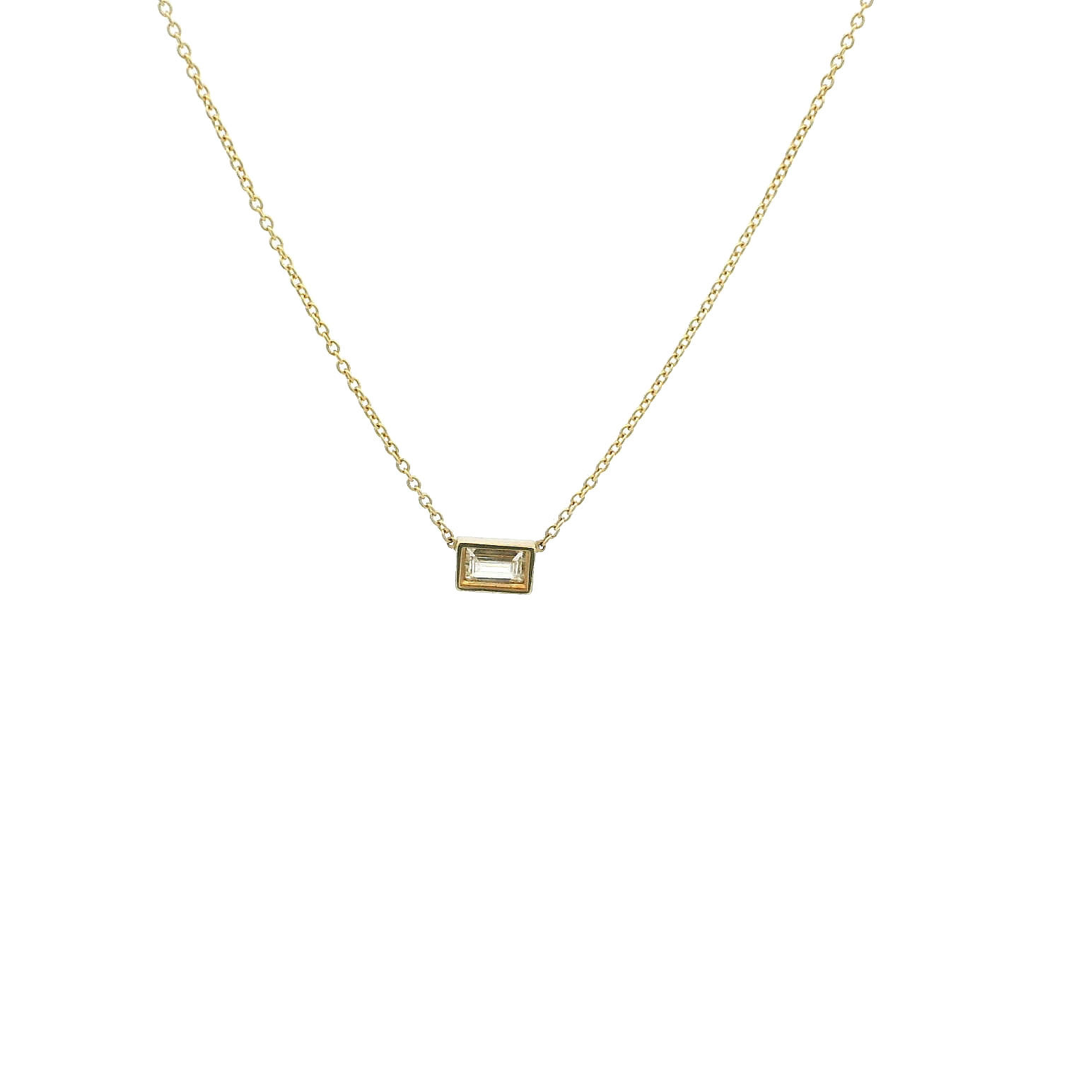 14KYG Baguette Solitaire Necklace