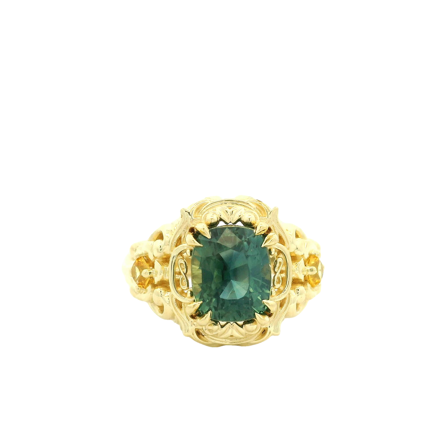 Elegant Gold Ring with Green Gemstone