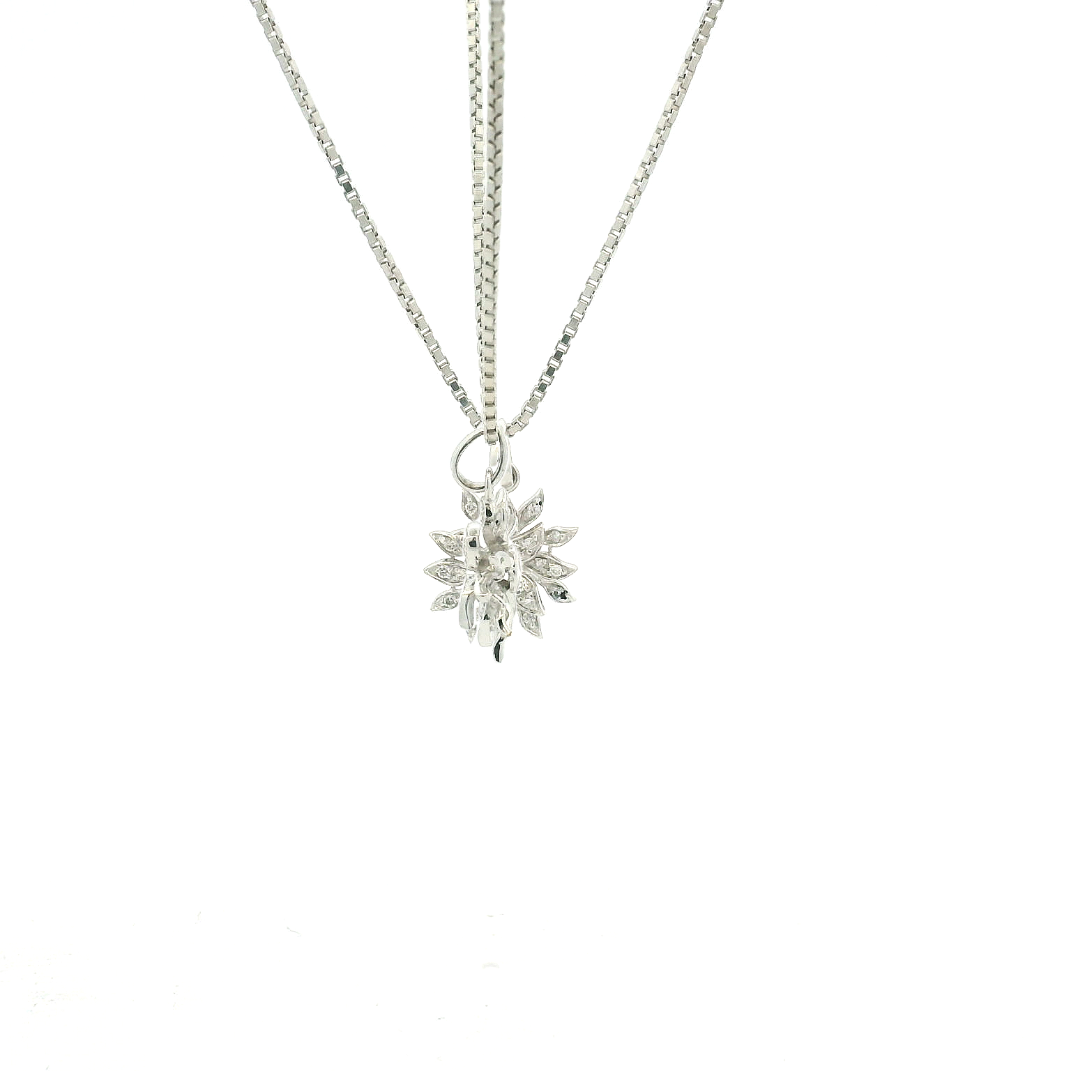 18KWG Cluster Diamond Pendant