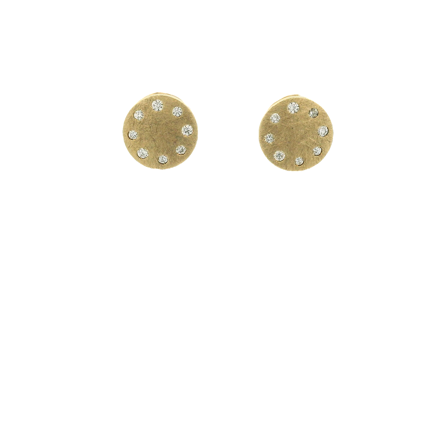 14KYG Brushed Button Earrings