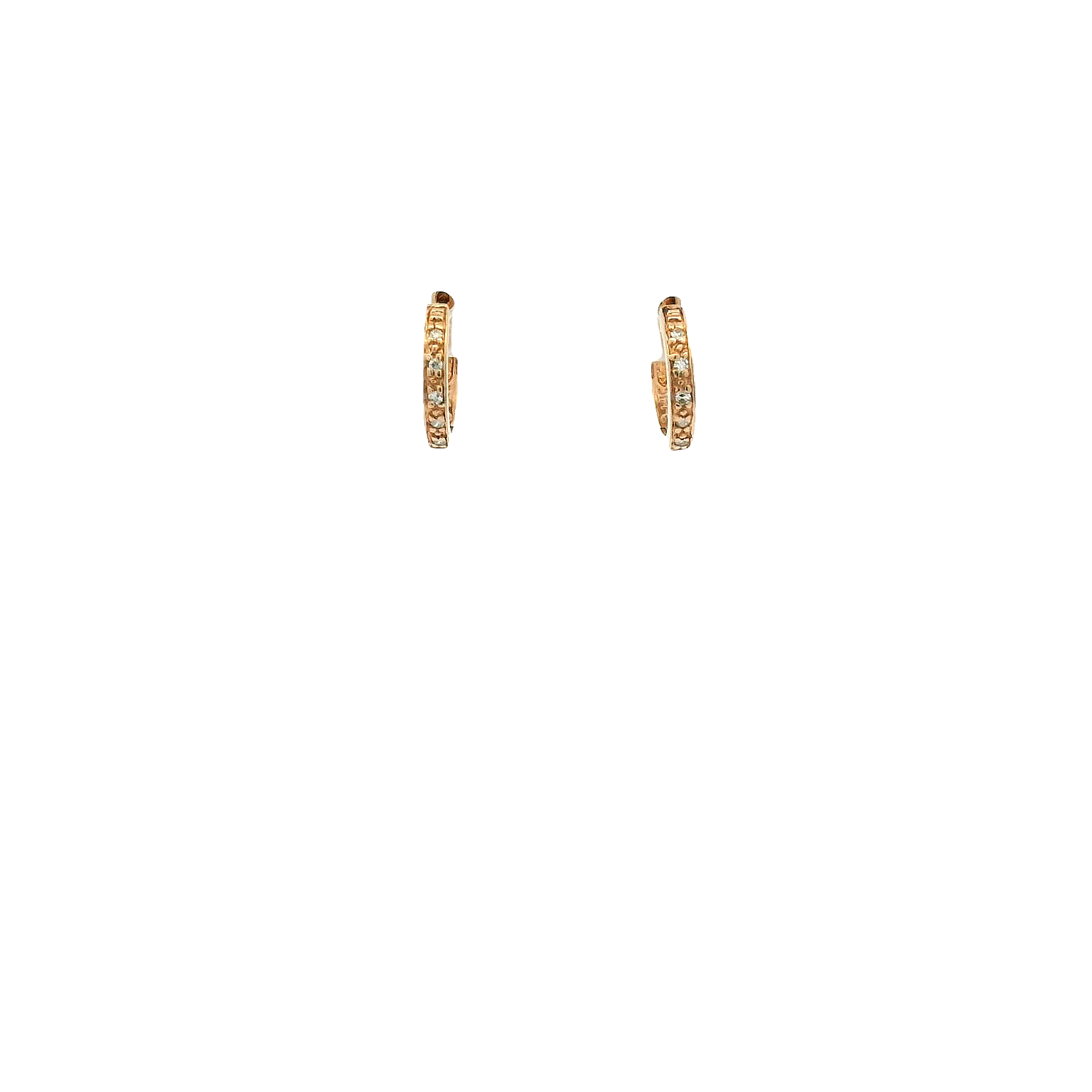 14K Rose Gold Diamond Huggie Earrings