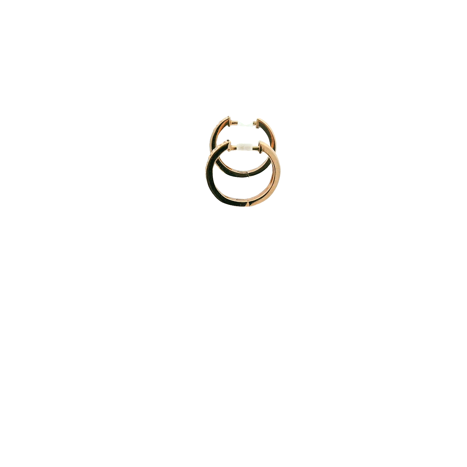14K Rose Gold Diamond Huggie Earrings