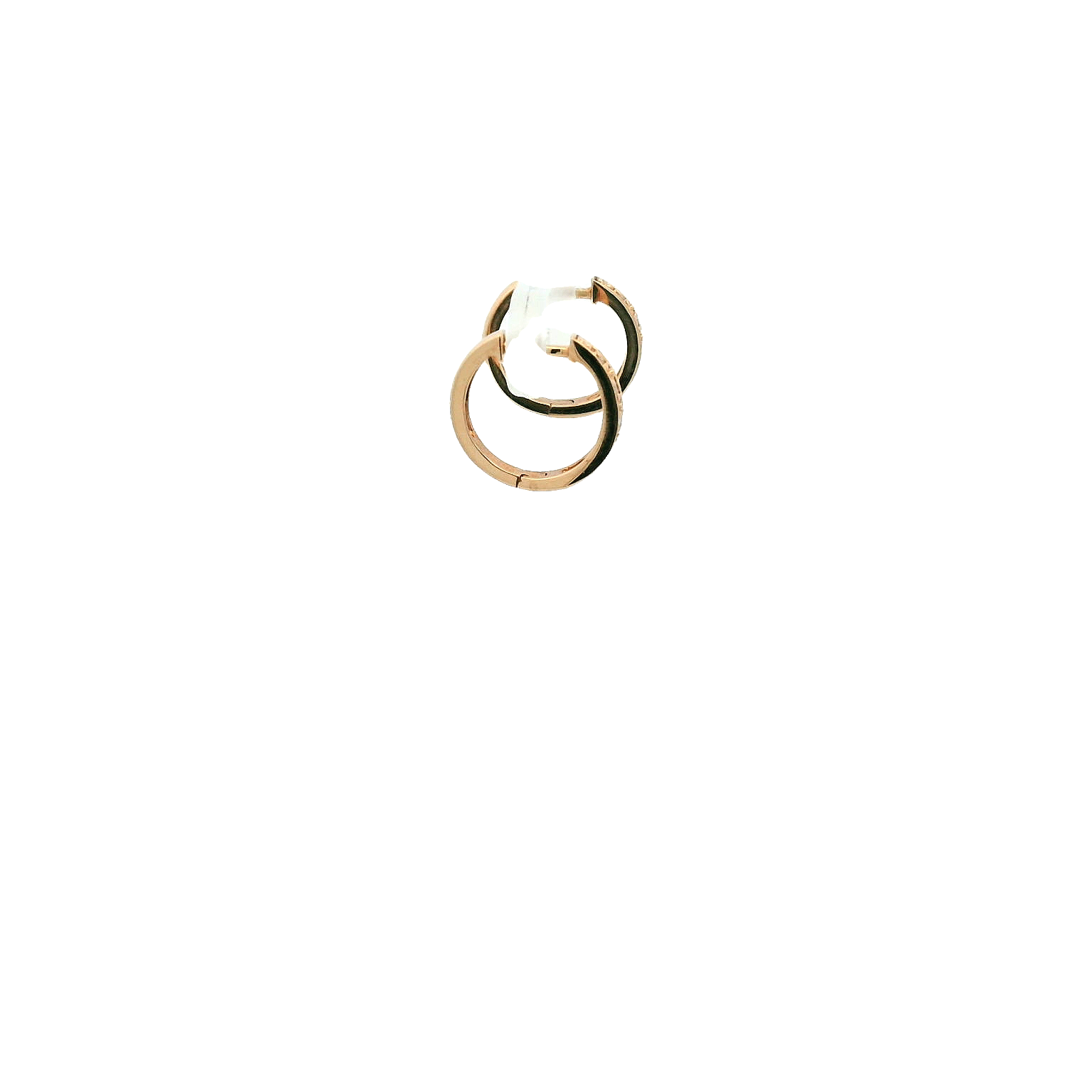 14K Rose Gold Diamond Huggie Earrings