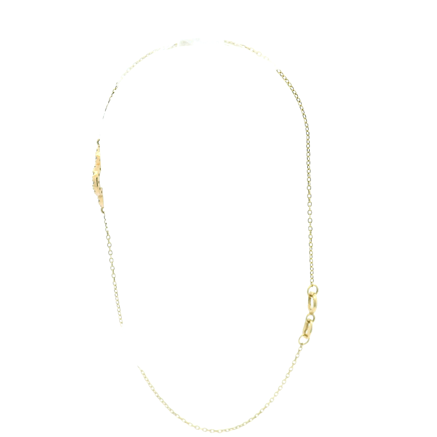 14KYG Cable Link Diamond Clover Bracelet