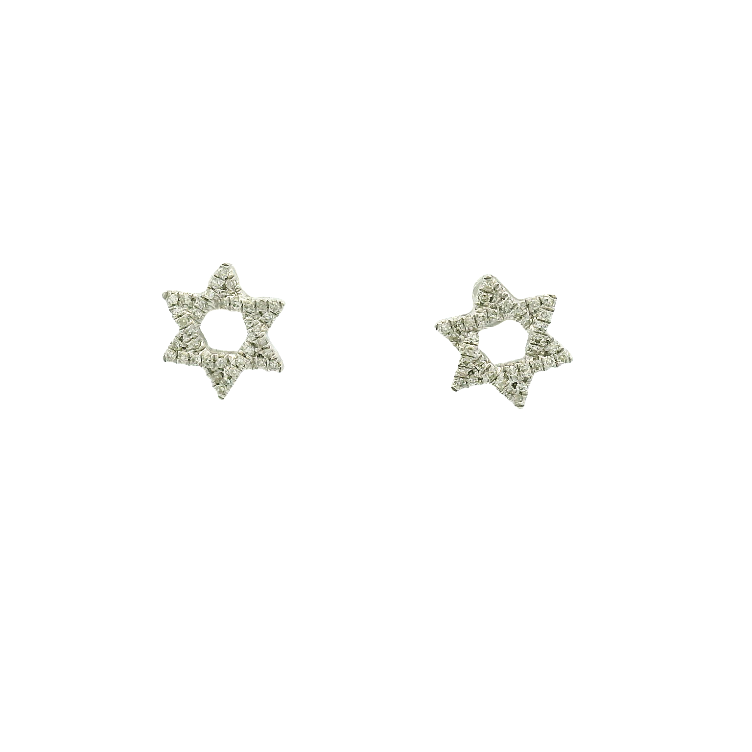 14KWG Jewish Star Diamond Earrings
