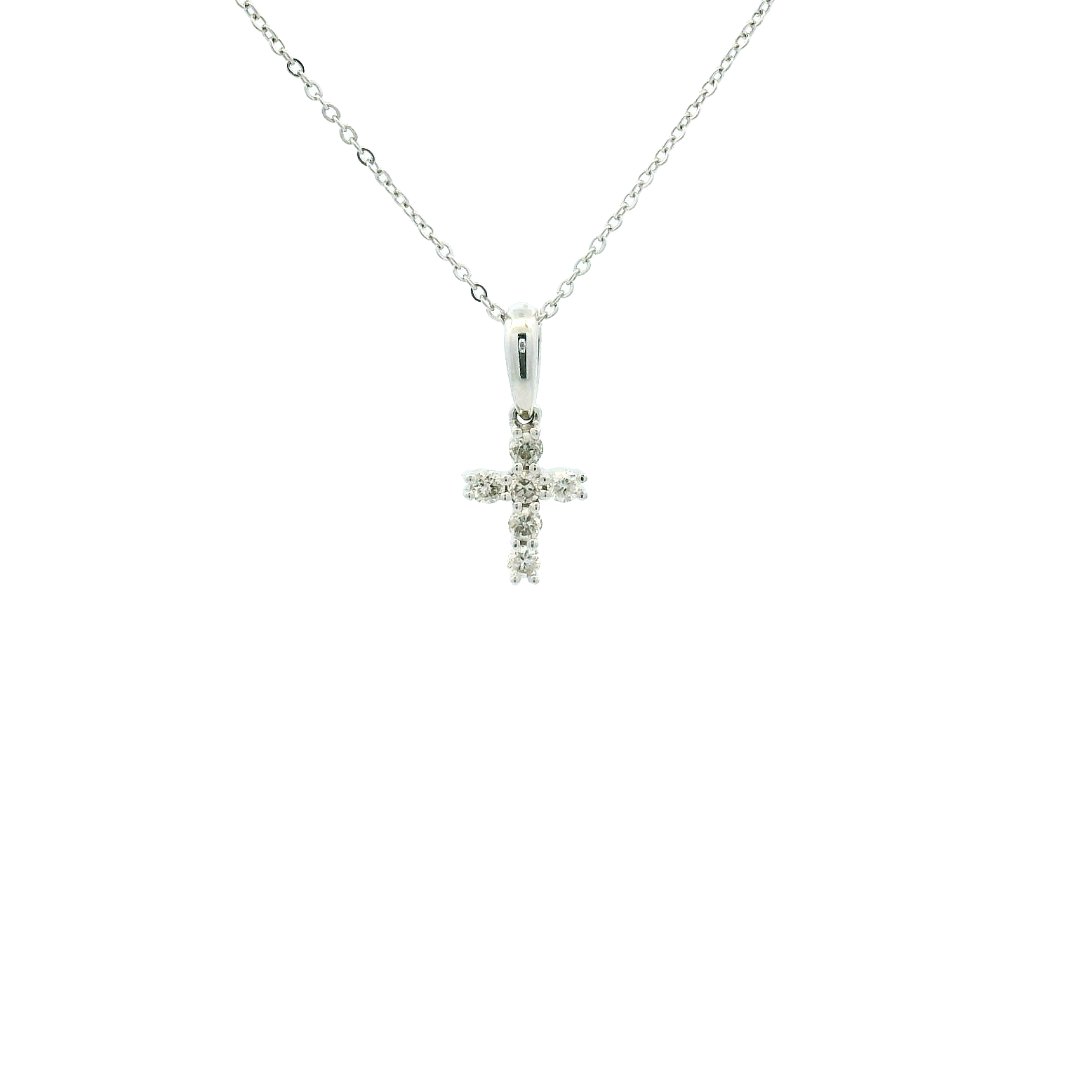 14KWG Diamond Cross Necklace