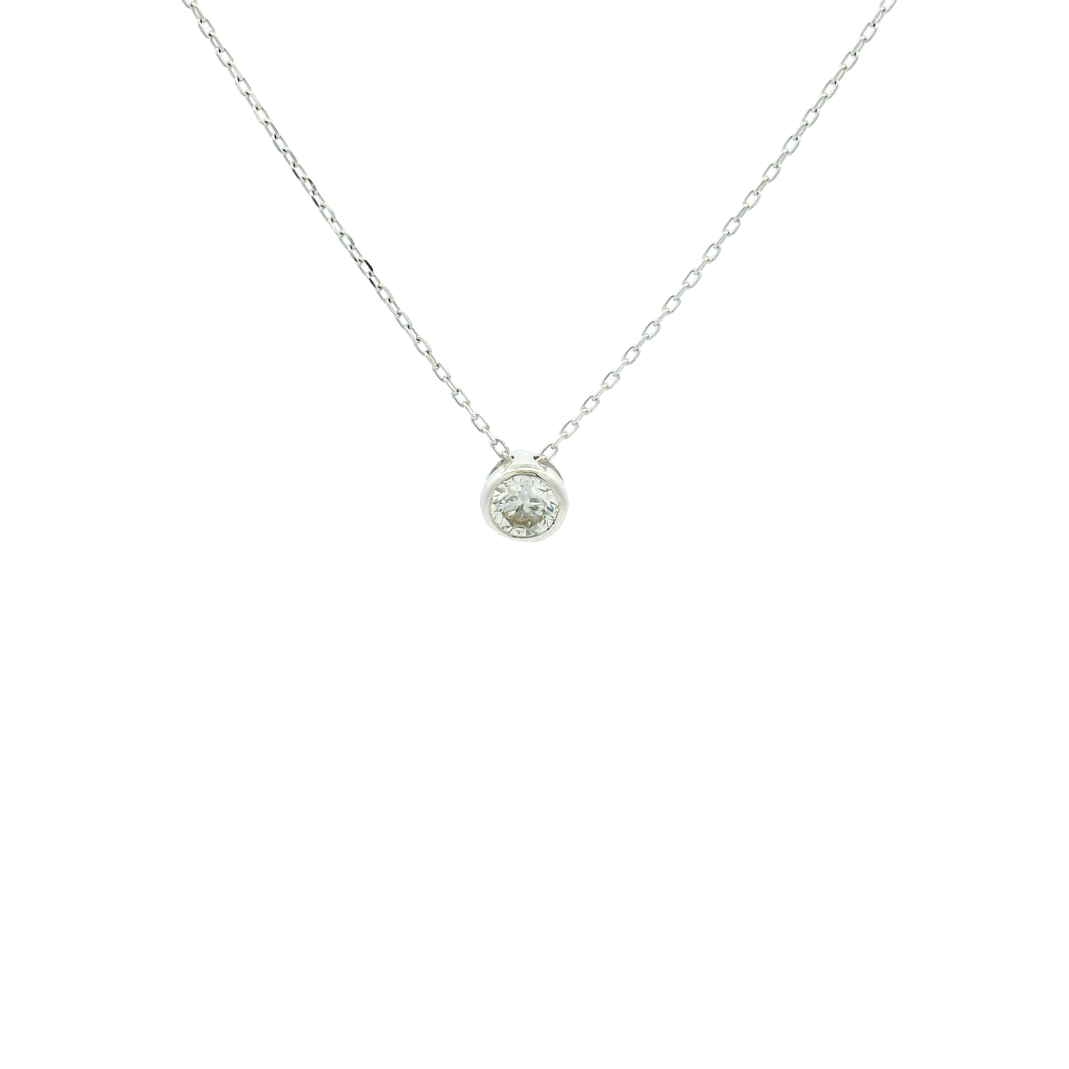 18KWG Solitaire Diamond Necklace