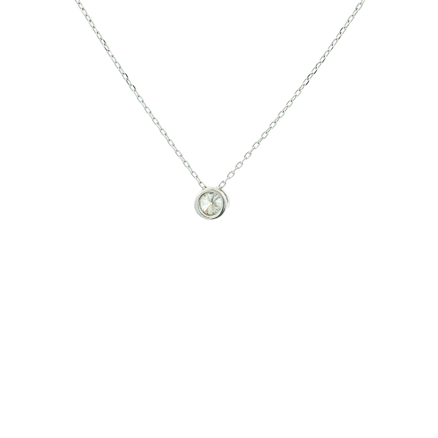18KWG Solitaire Diamond Necklace