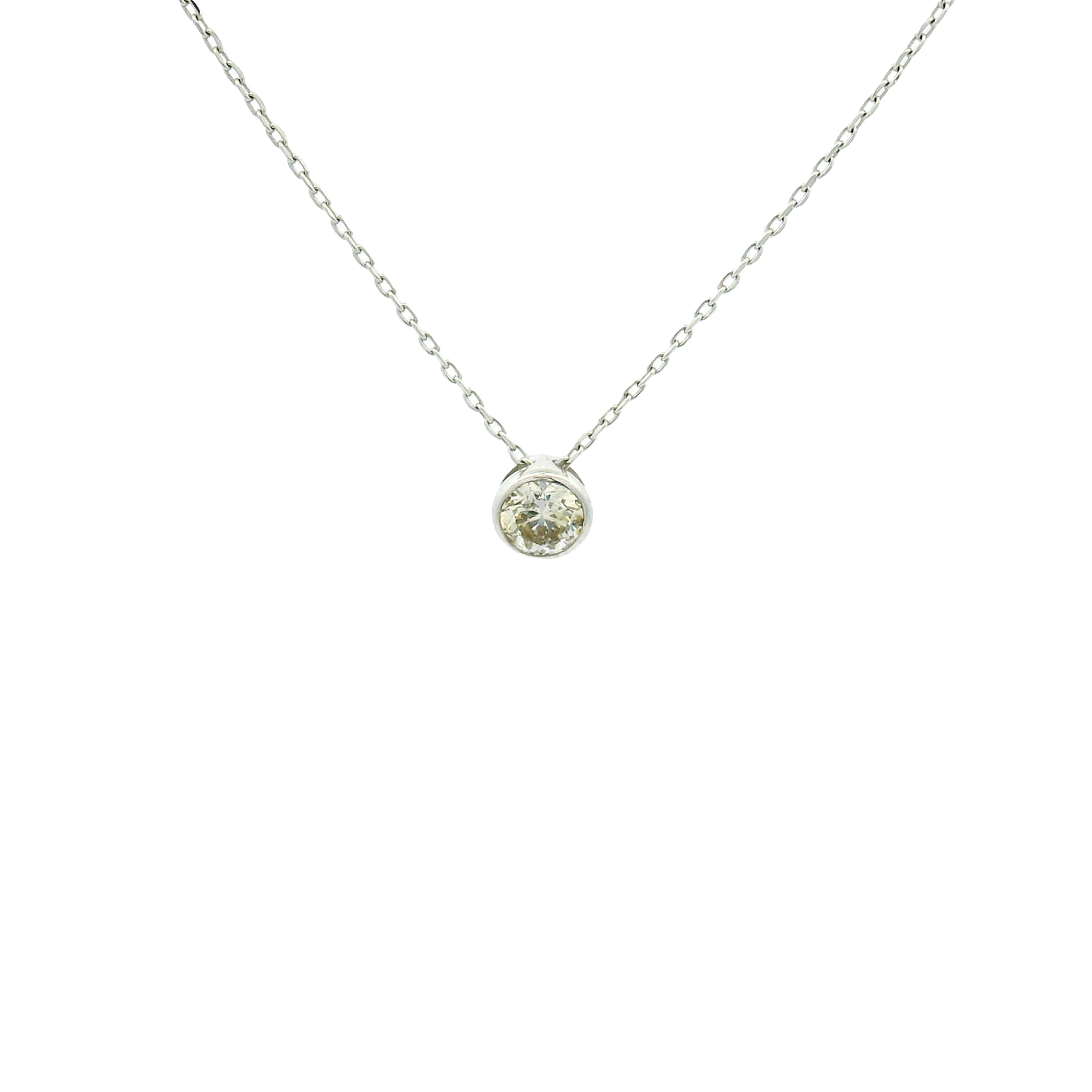 18KWG Diamond Solitaire Necklace