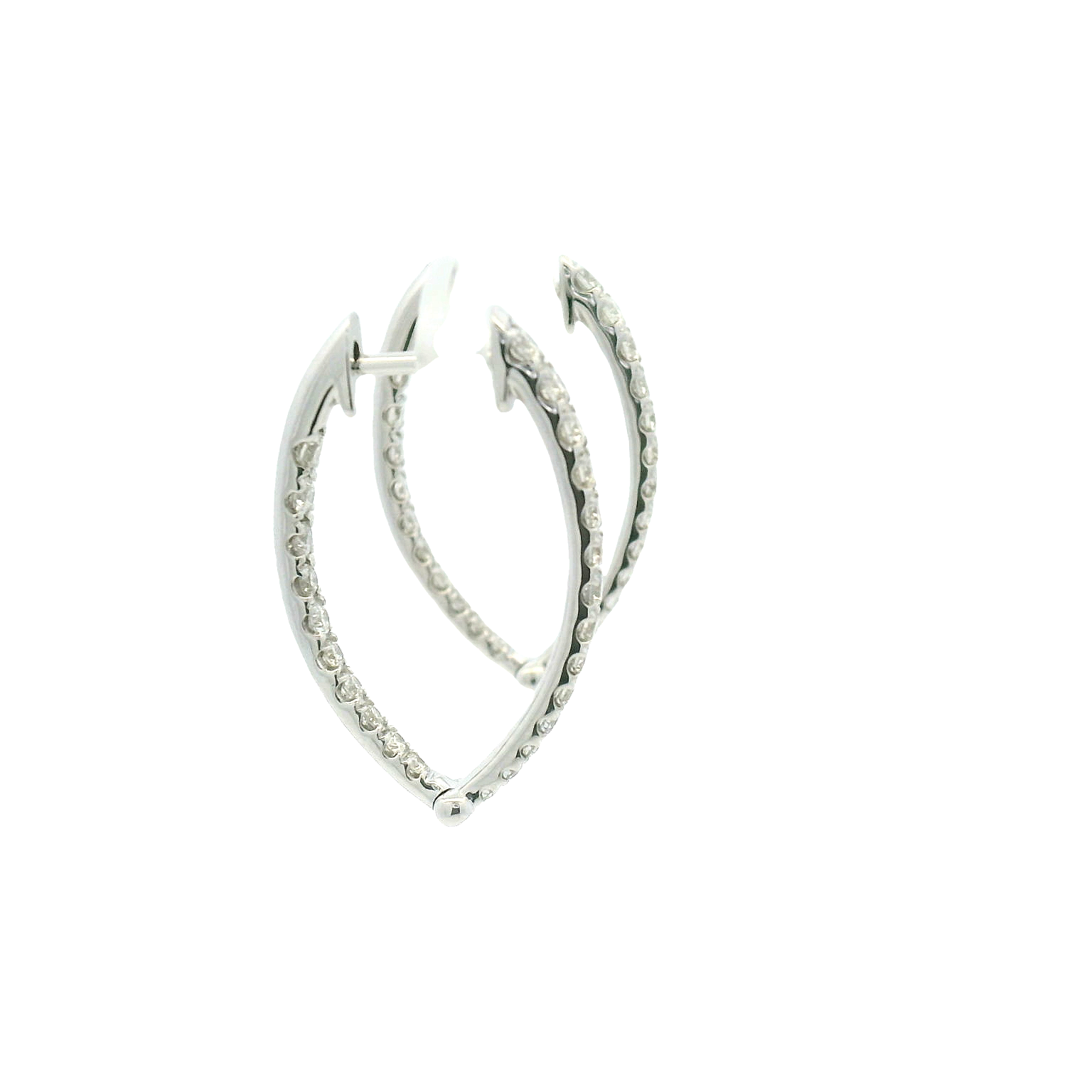 14KWG Inside Out Diamond Hoop Earrings