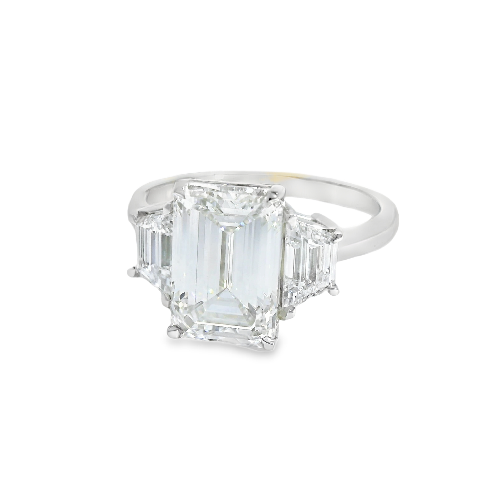 Platinum Emerald Cut Diamond Multistone Ring
