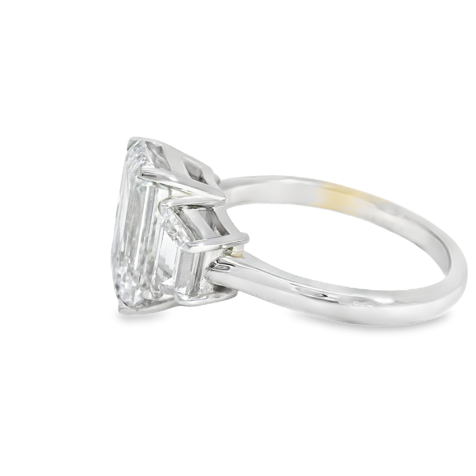 Platinum Emerald Cut Diamond Multistone Ring